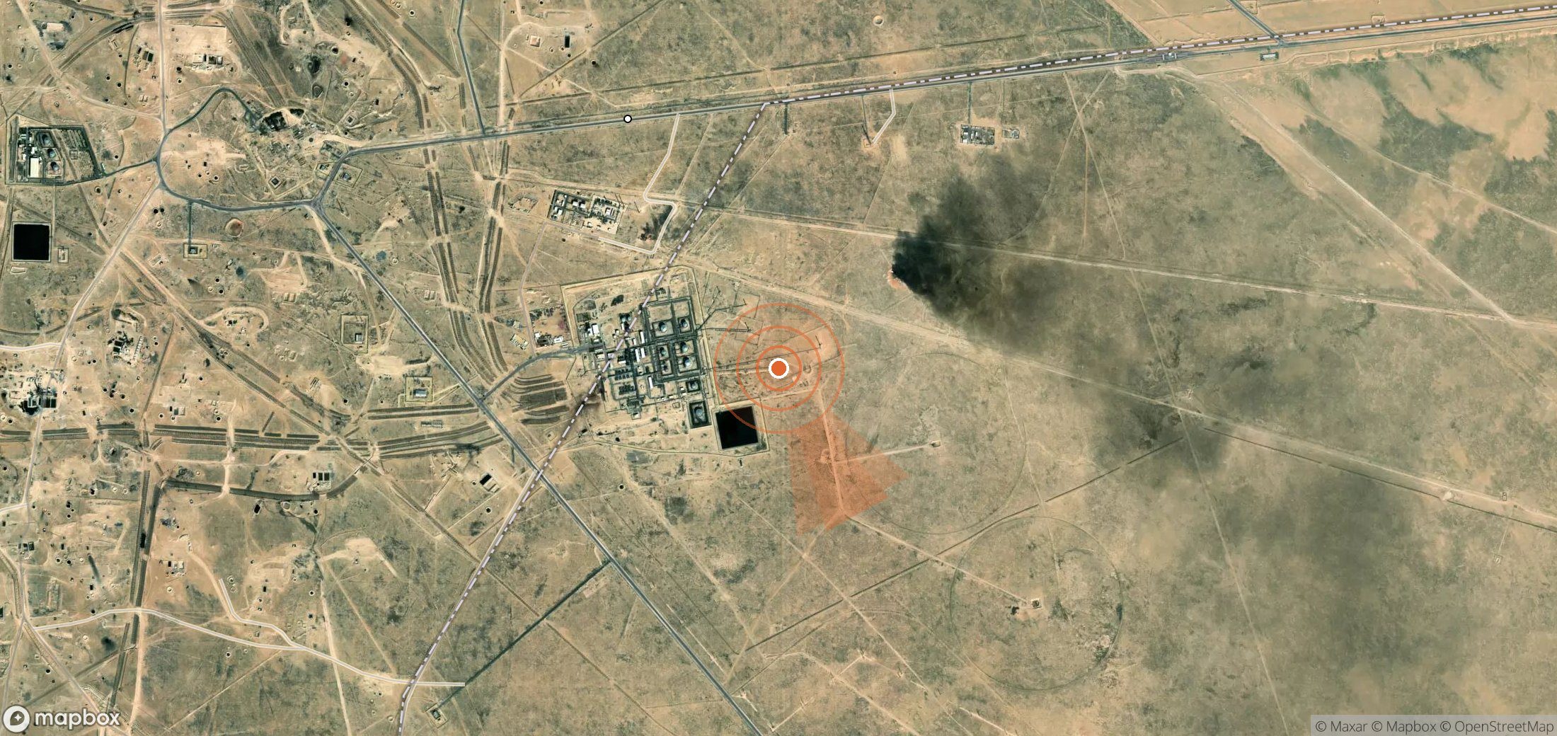Mapa satelital de plumas de metano en Kuwait