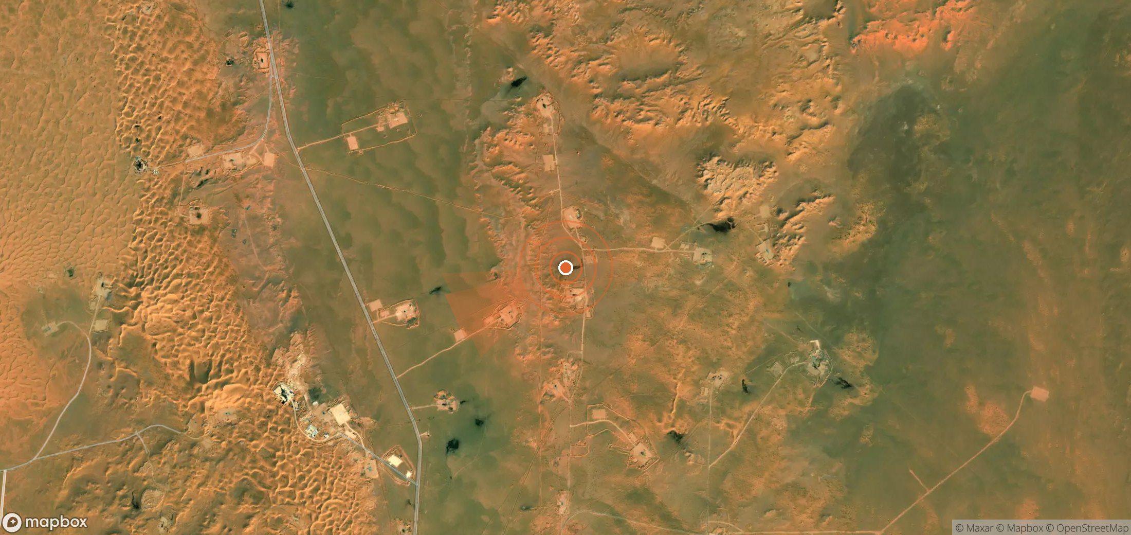 Satellite map of methane plume locations in Algeria