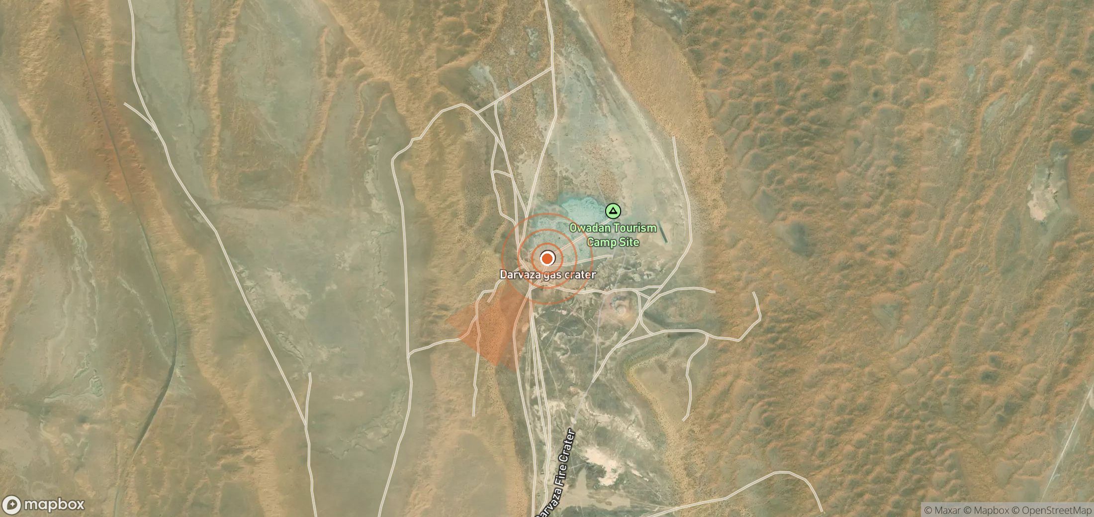 Satellite map of methane plume locations in Turkmenistan