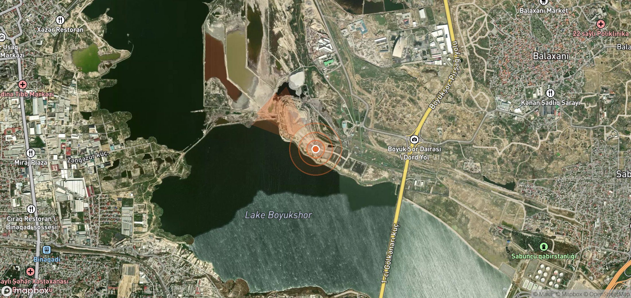 Mapa satelital de plumas de metano en Azerbaiyán