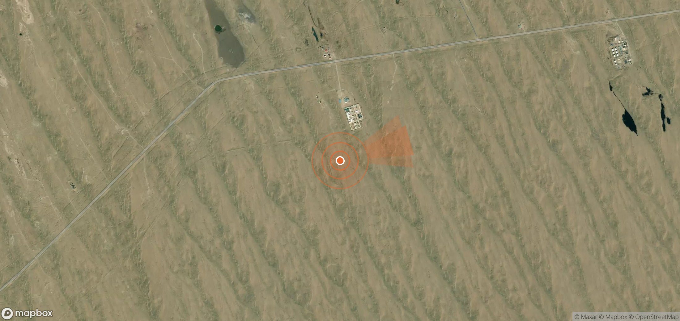Satellite map of methane plume locations in Turkmenistan
