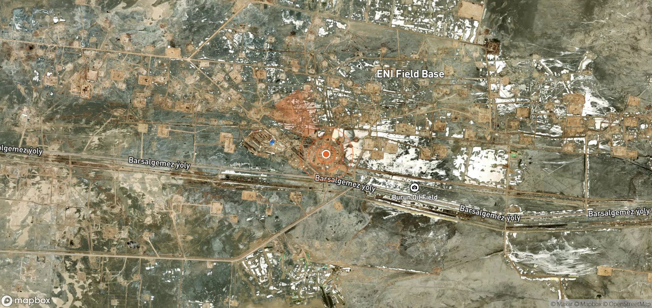 Mapa satelital de plumas de metano en Turkmenistán