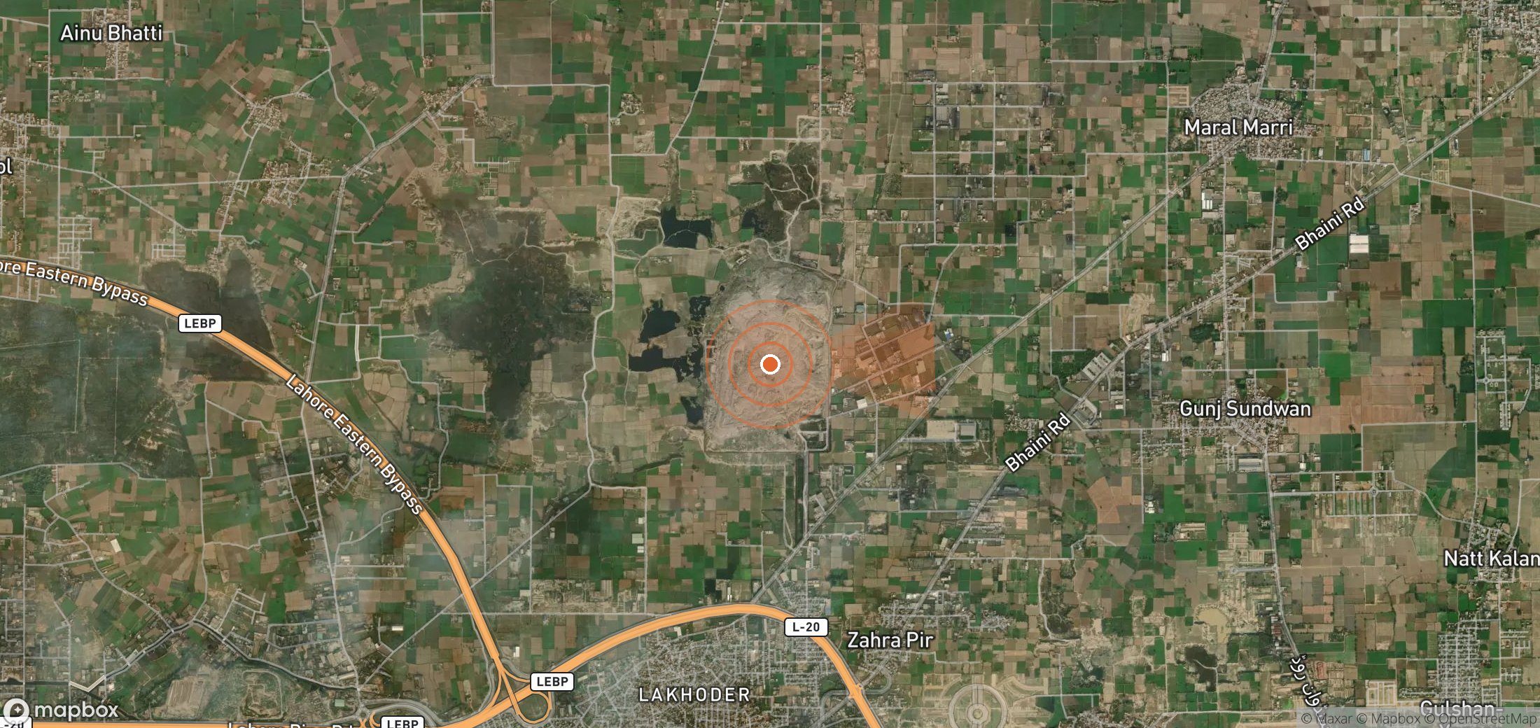 Mapa satelital de plumas de metano en Pakistán