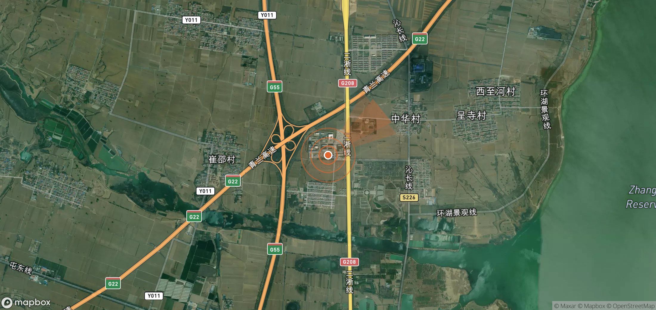 Satellite map of methane plume locations in China