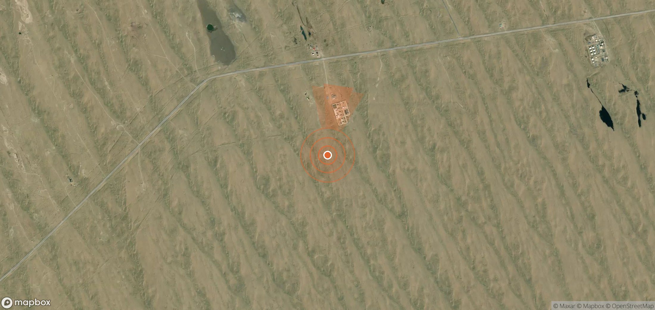 Mapa satelital de plumas de metano en Turkmenistán