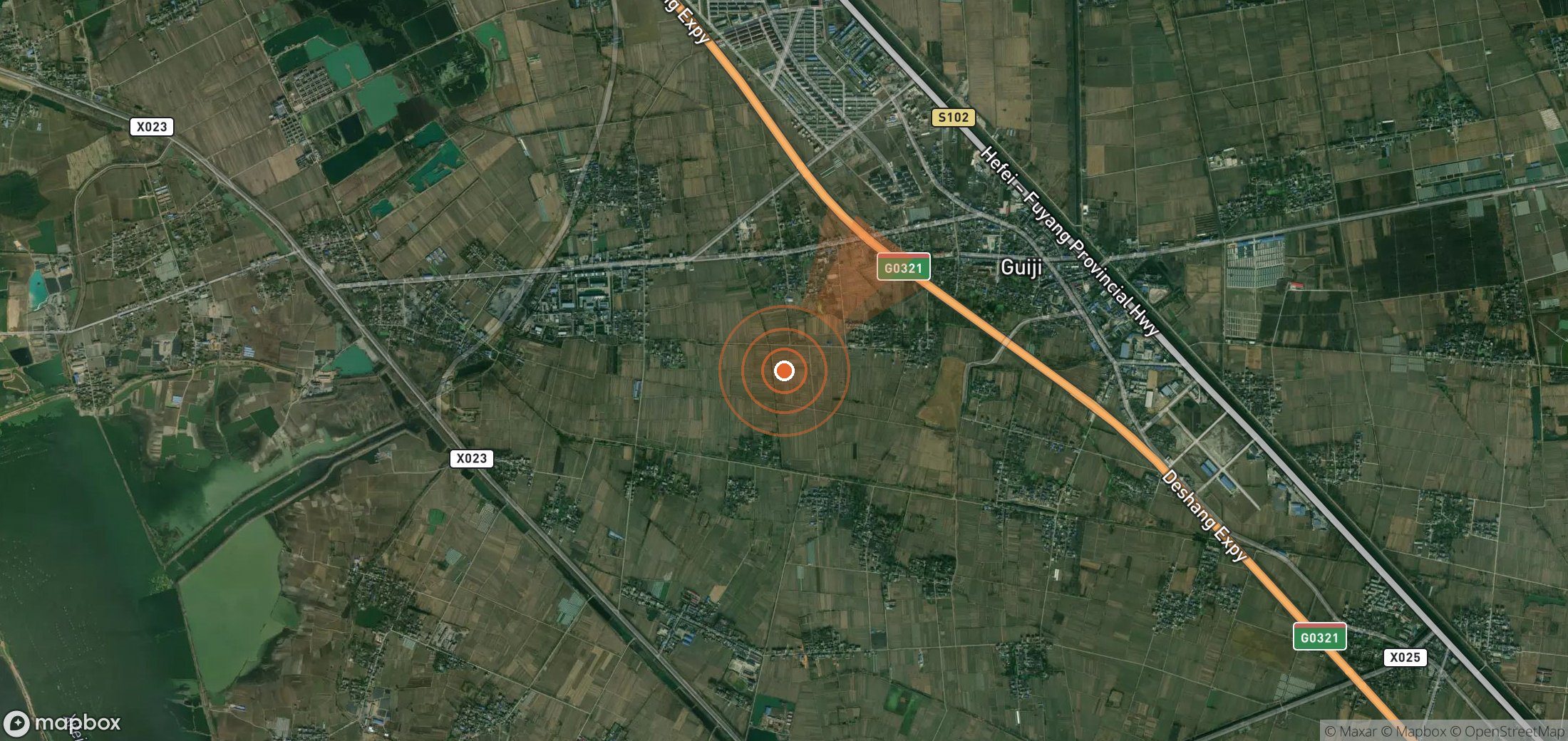 Mapa satelital de plumas de metano en China