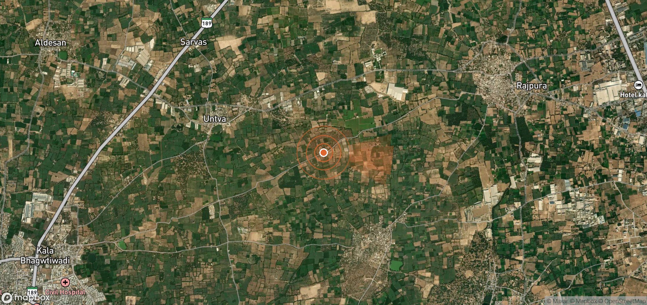 Satellite map of methane plume locations in India
