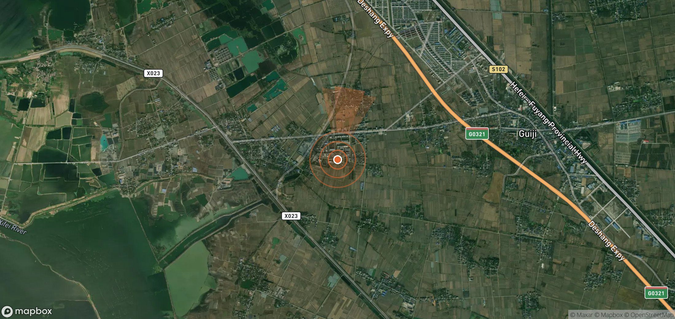 Satellite map of methane plume locations in China
