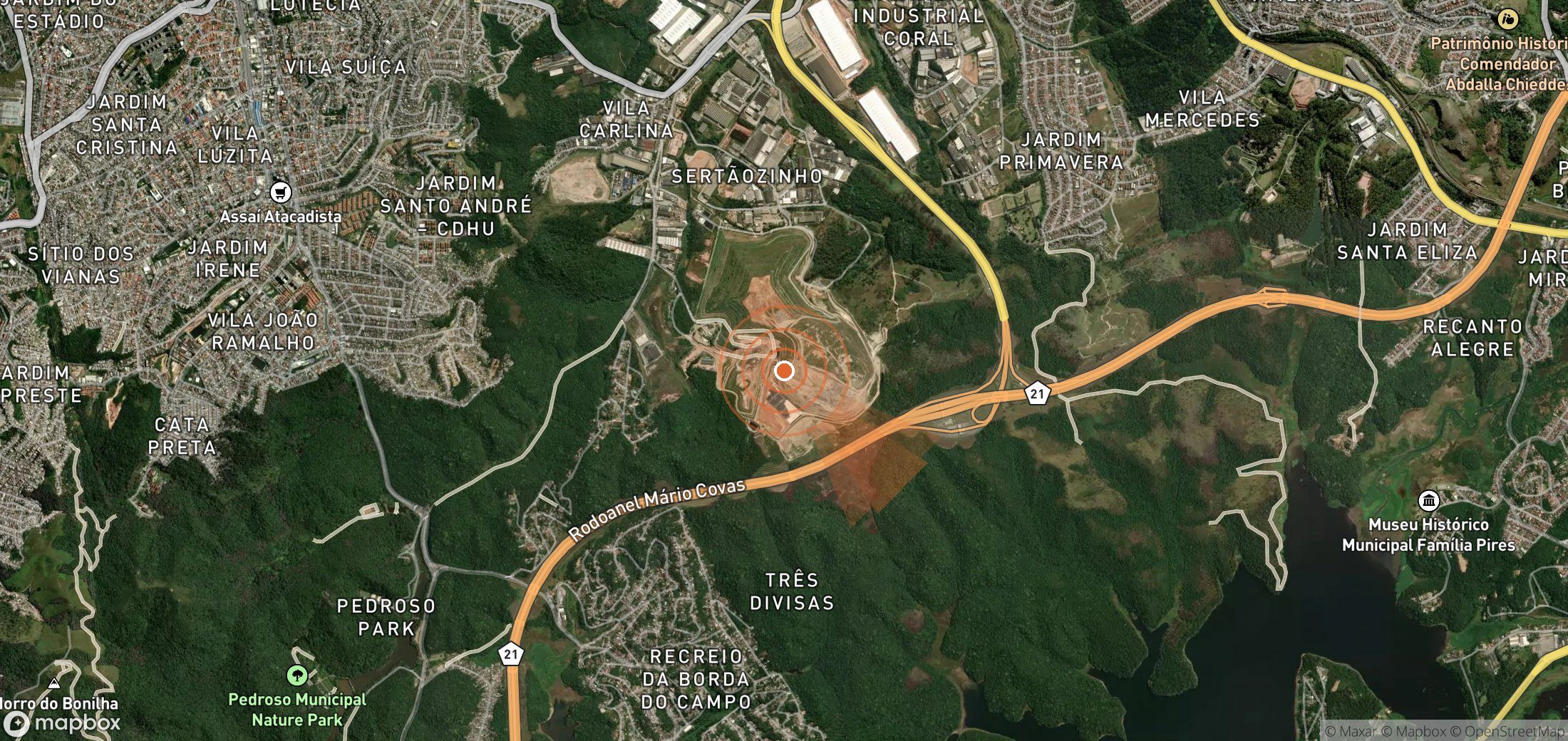 Satellite map of methane plume locations in Brazil