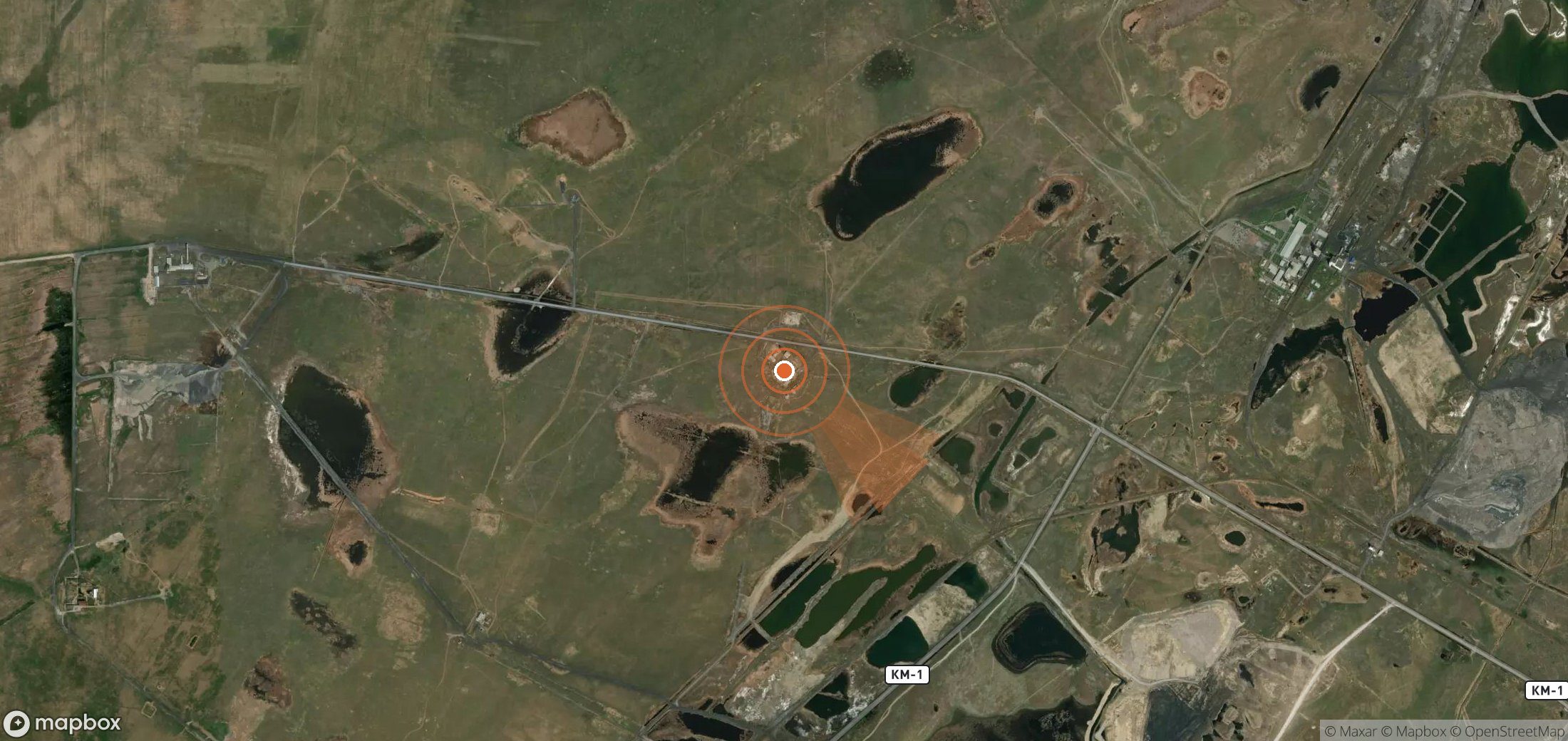 Satellite map of methane plume locations in Kazakhstan