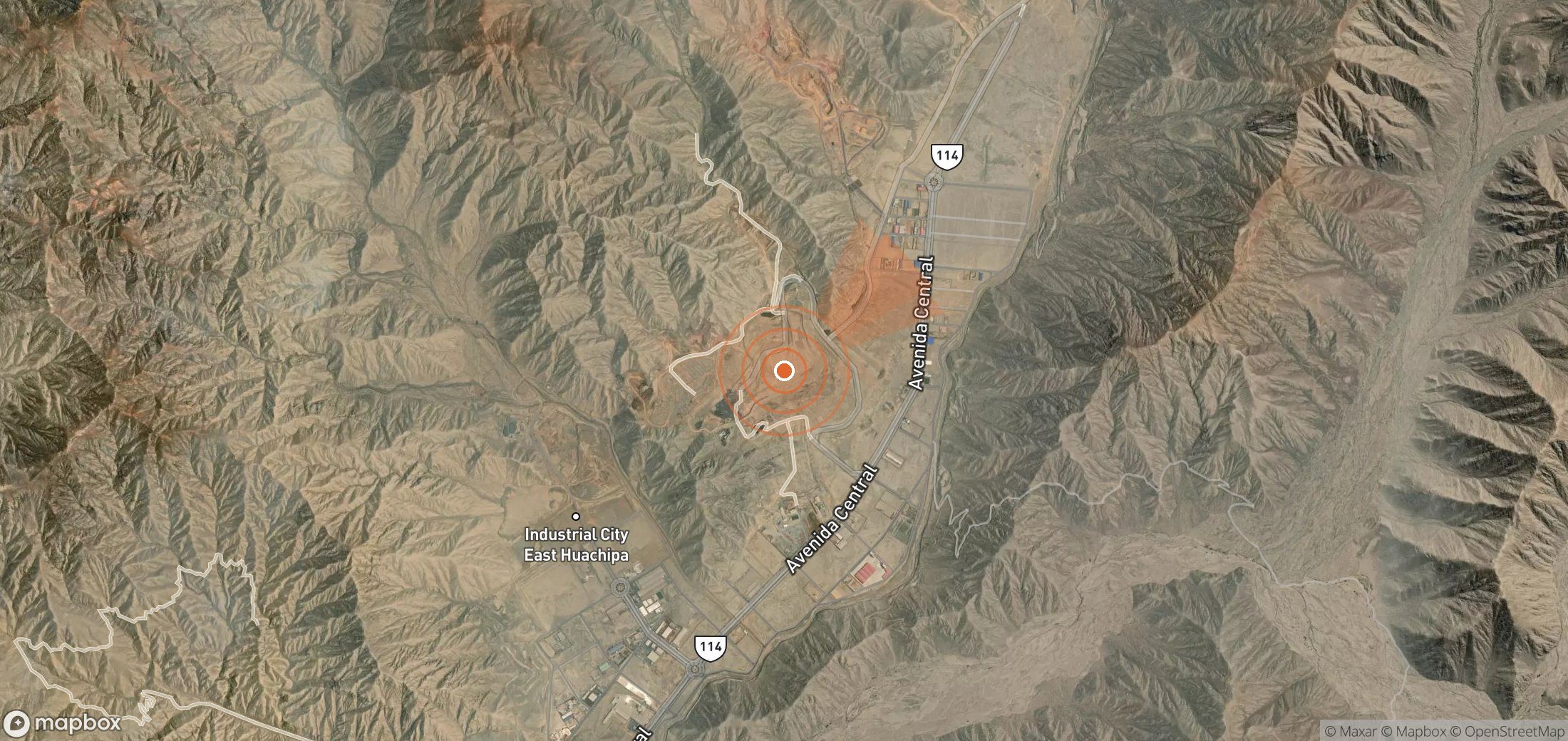 Mapa satelital de plumas de metano en Perú
