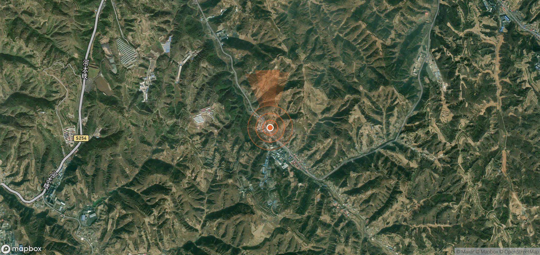 Satellite map of methane plume locations in China