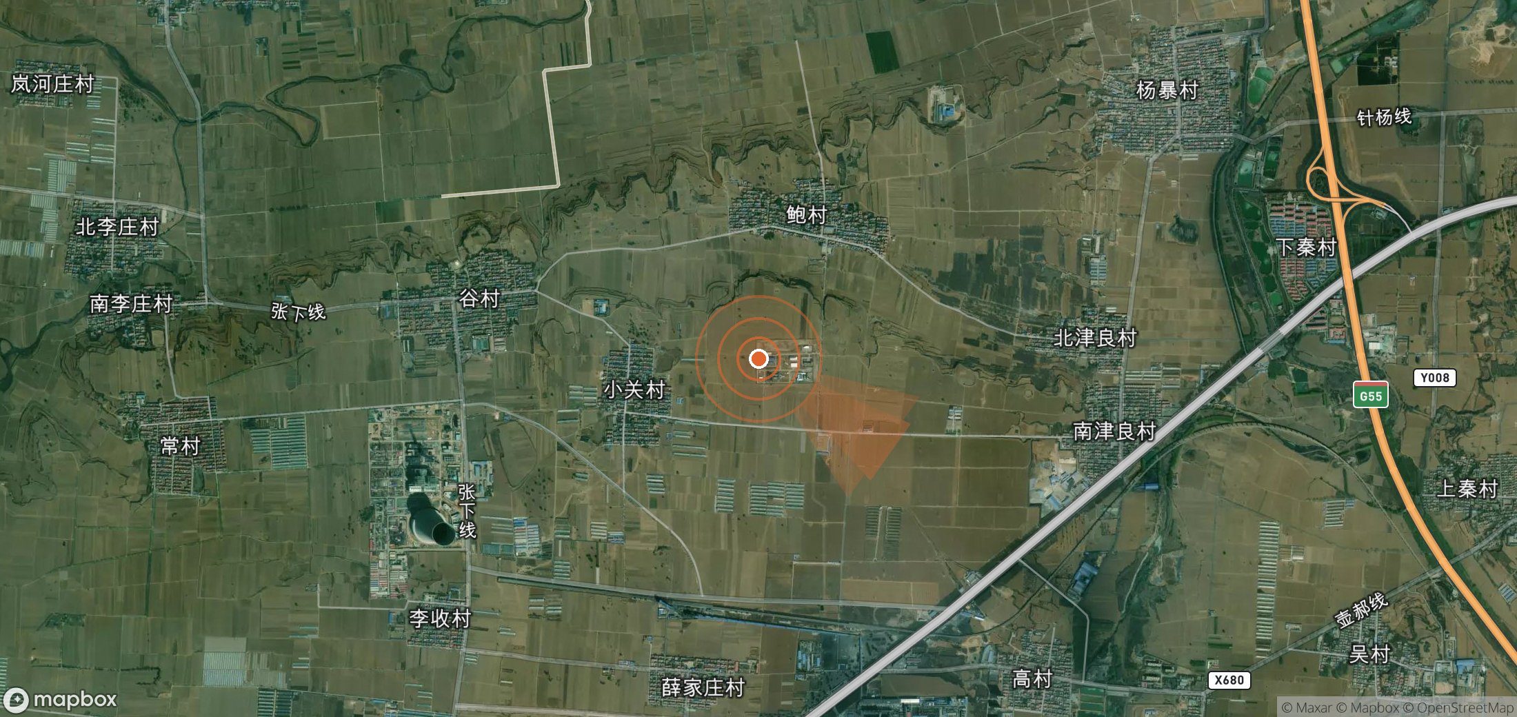Satellite map of methane plume locations in China