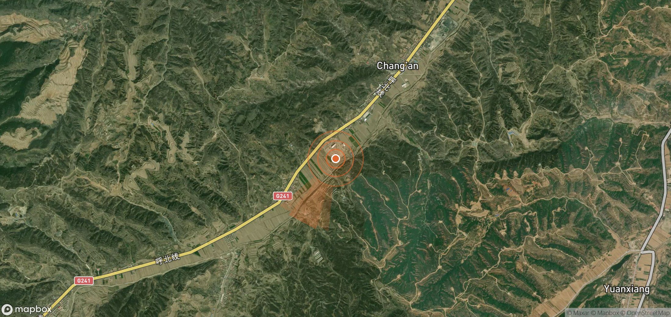Satellite map of methane plume locations in China