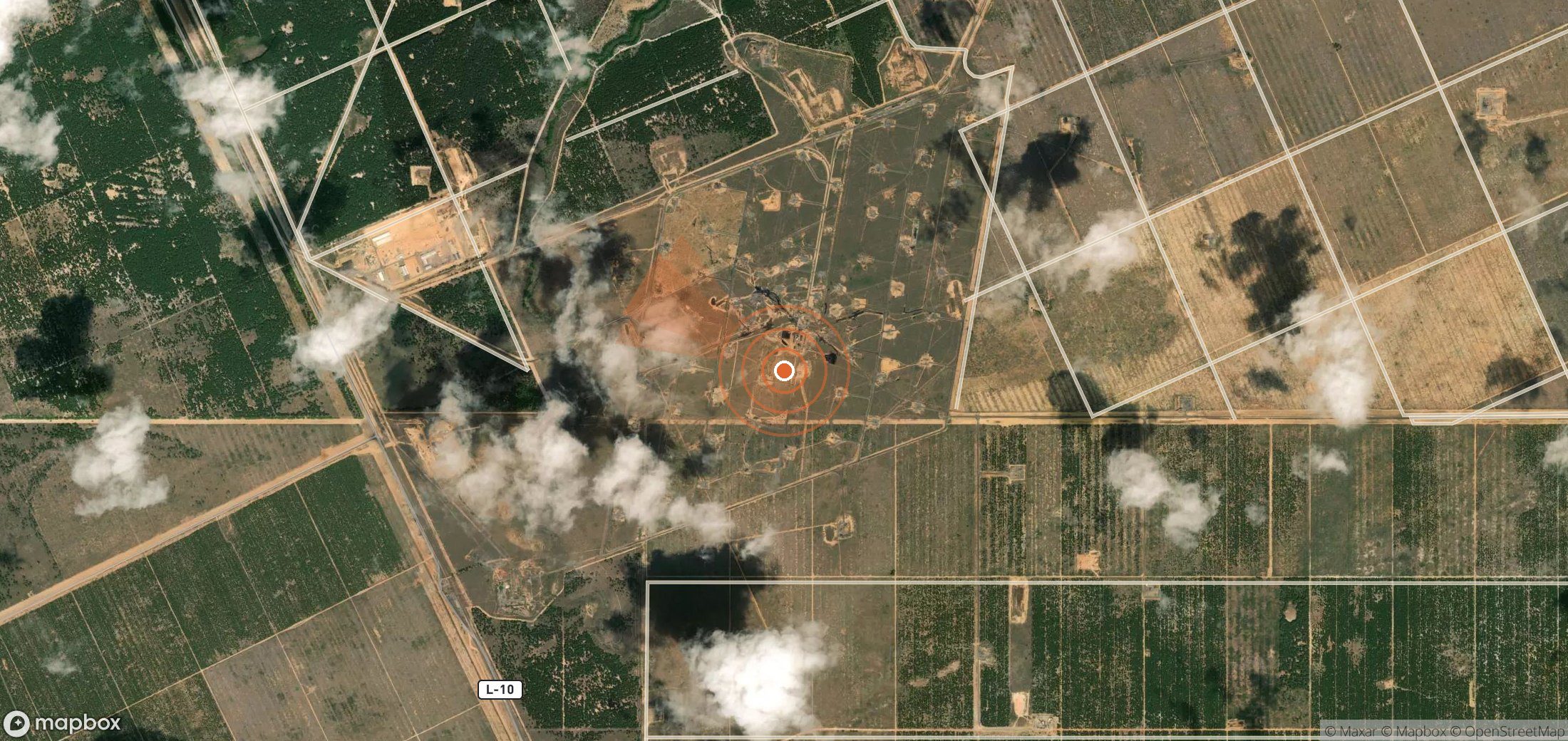 Satellite map of methane plume locations in Venezuela