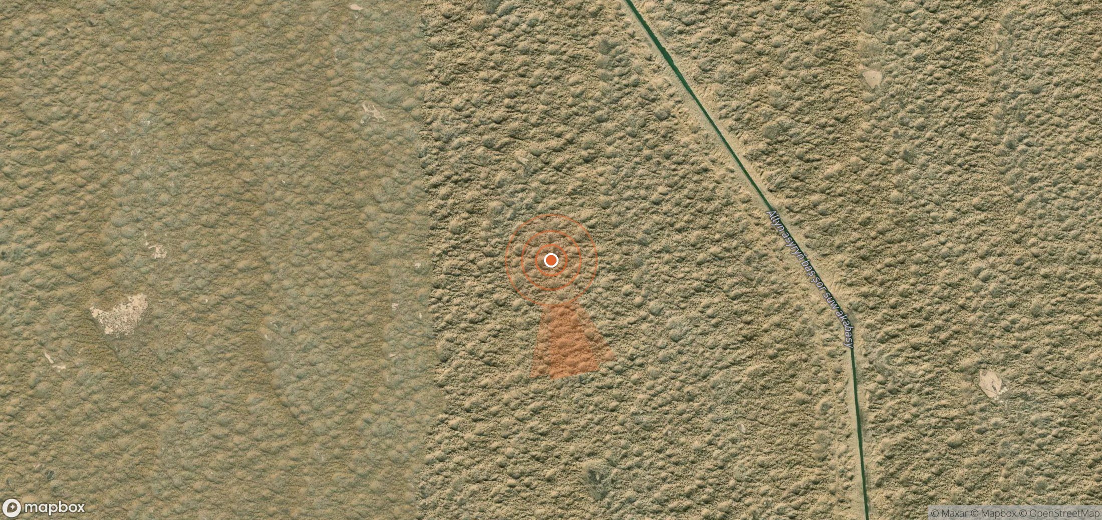 Satellite map of methane plume locations in Turkmenistan