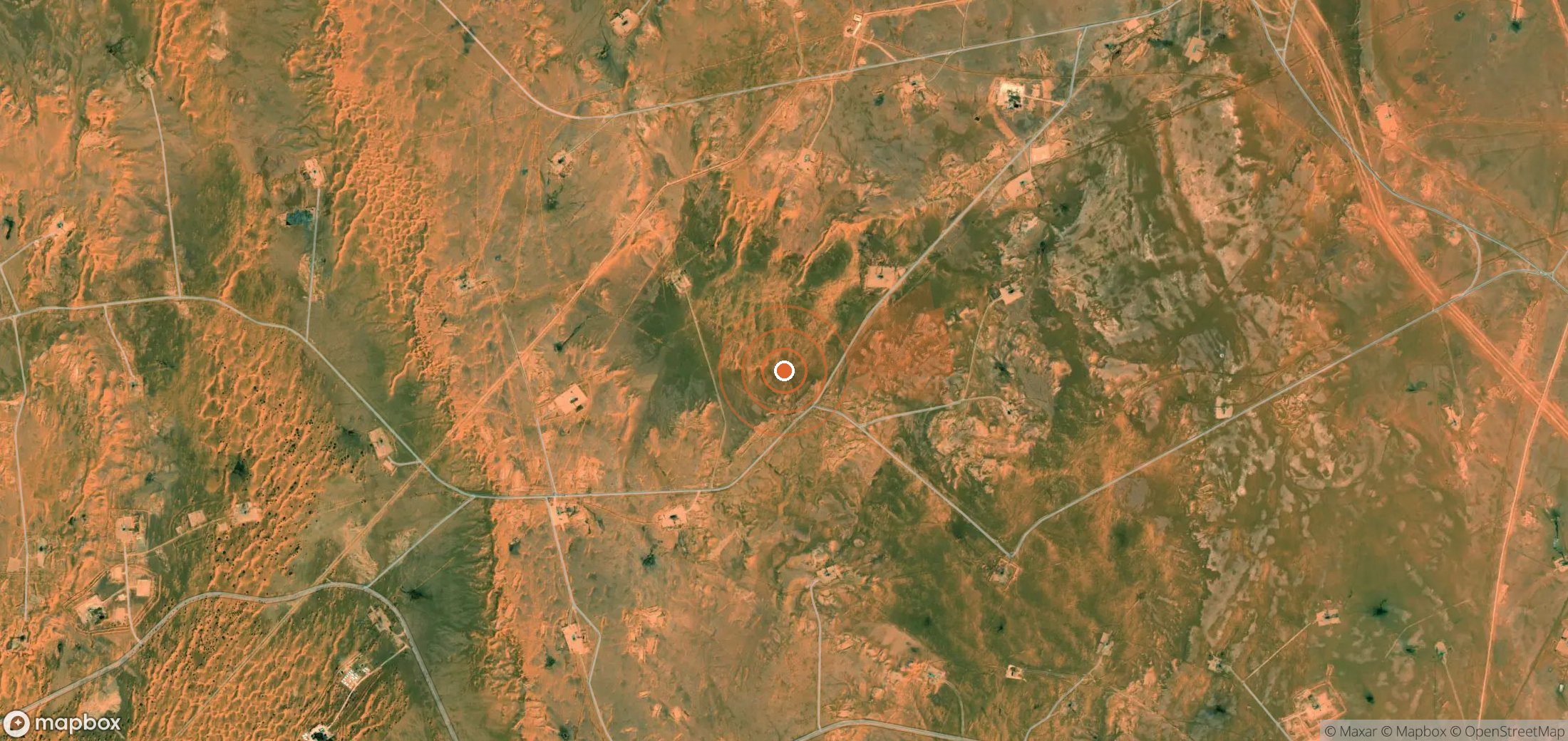 Satellite map of methane plume locations in Algeria