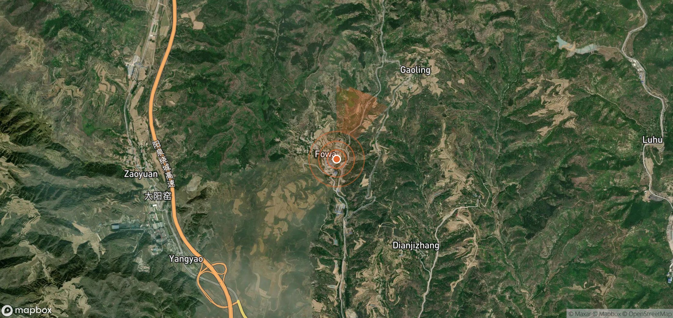 Satellite map of methane plume locations in China