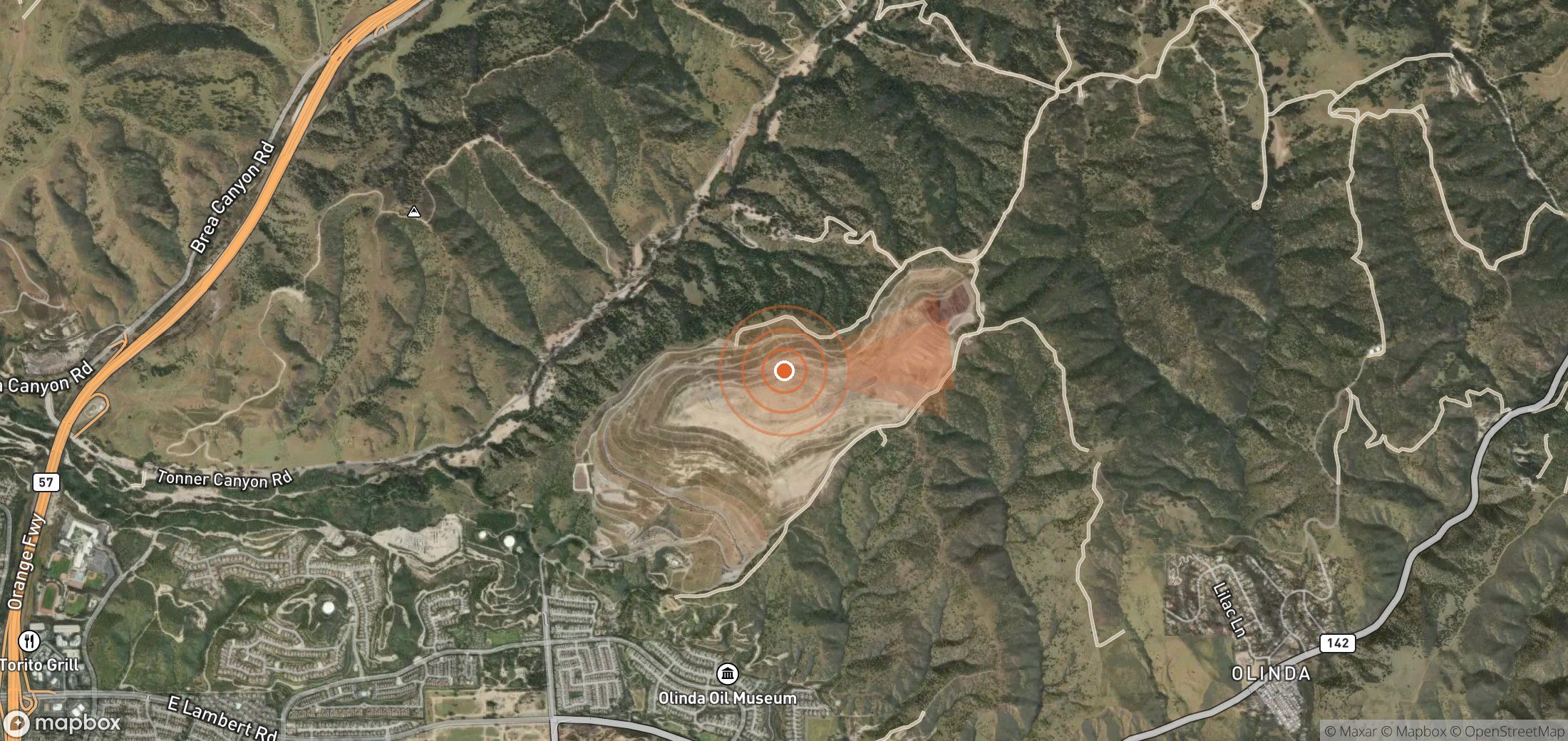 Satellite map of methane plume locations in United States