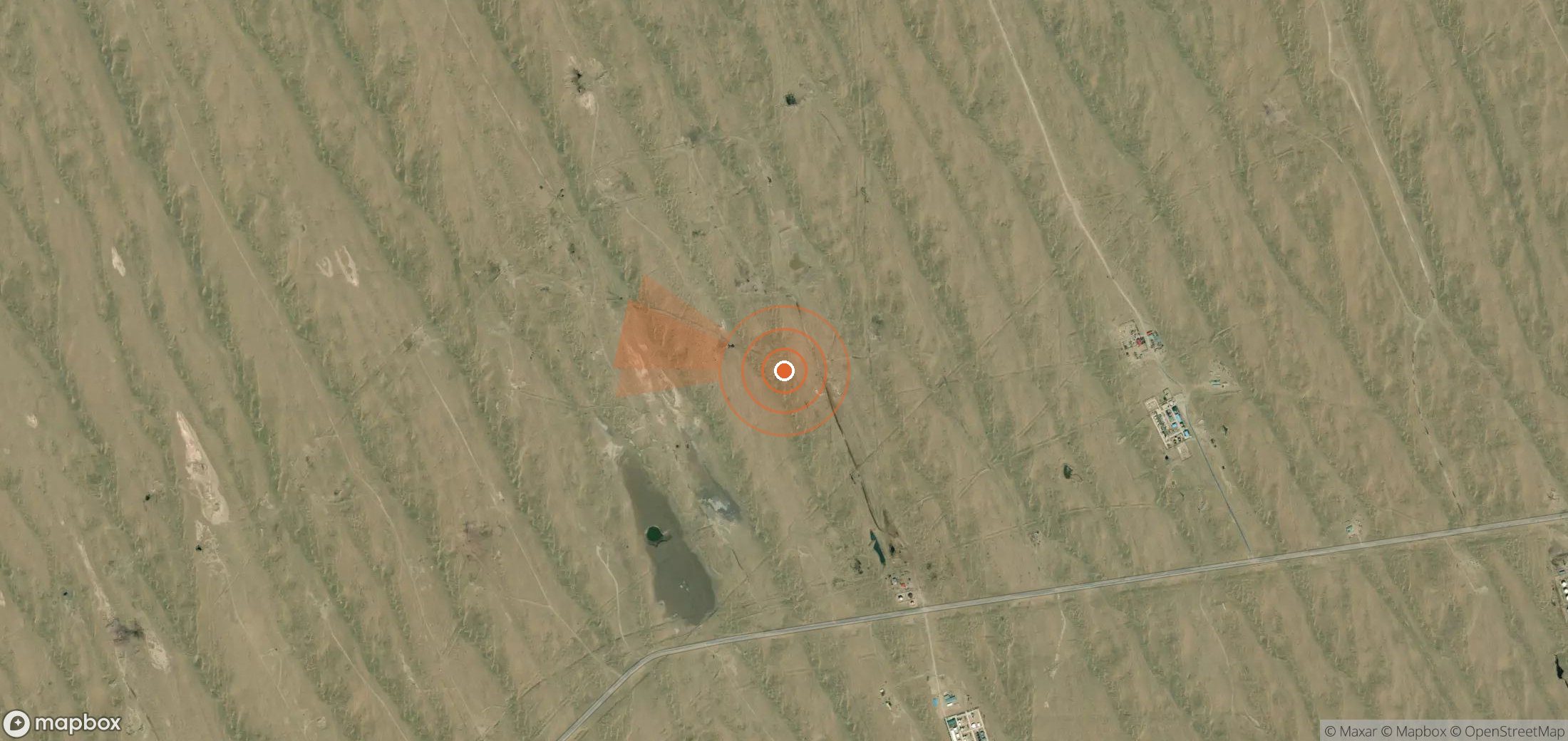 Mapa satelital de plumas de metano en Turkmenistán