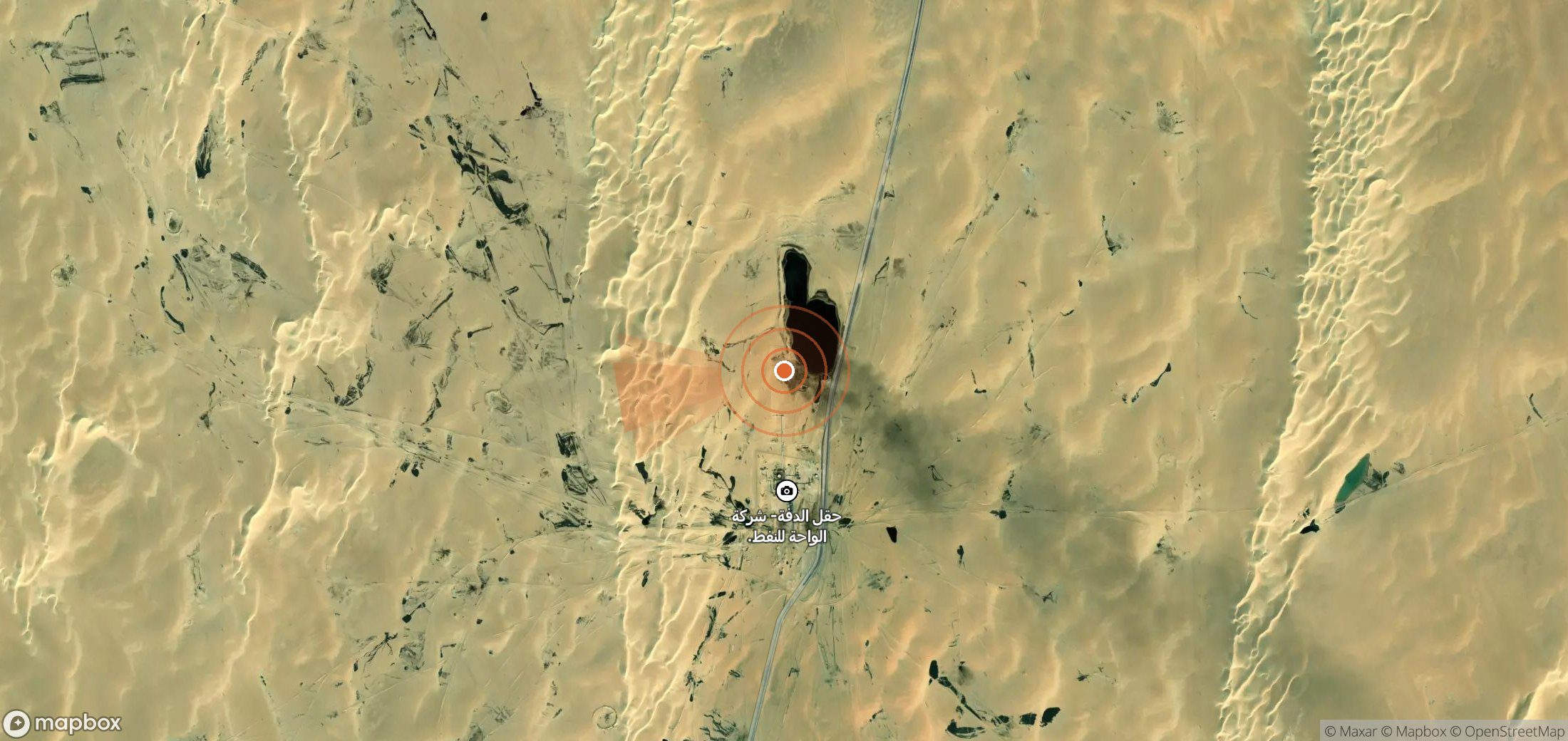 Satellite map of methane plume locations in Libya