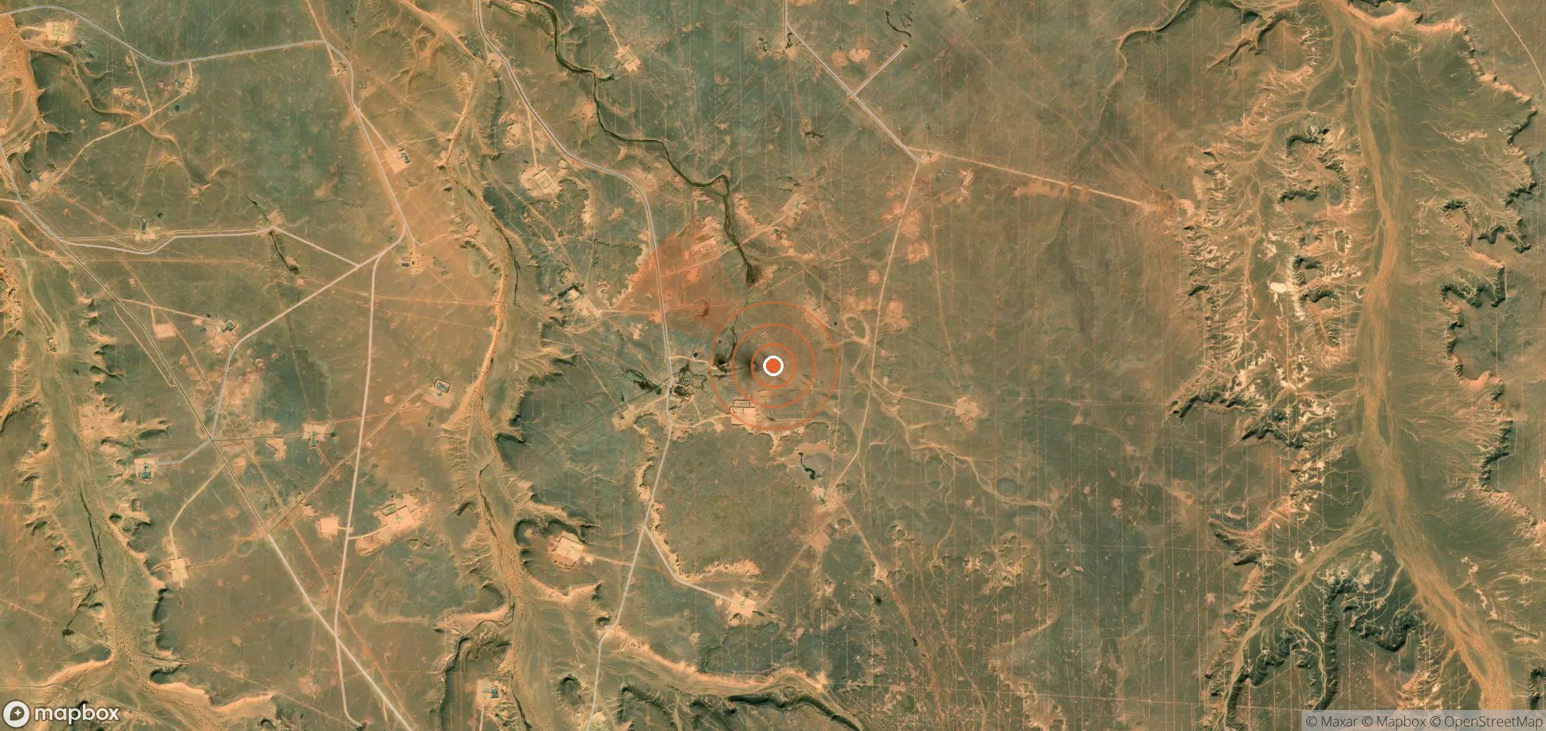 Satellite map of methane plume locations in Algeria