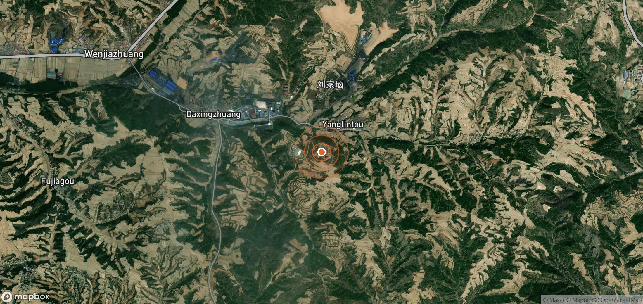 Satellite map of methane plume locations in China