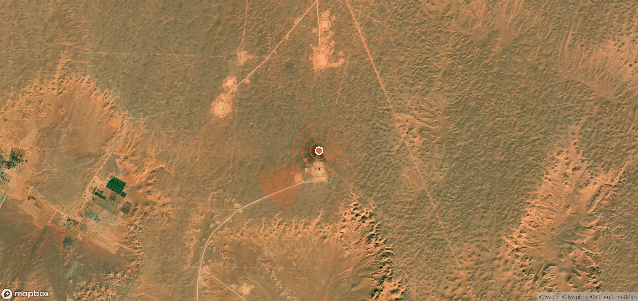 Satellite map of methane plume locations in Algeria