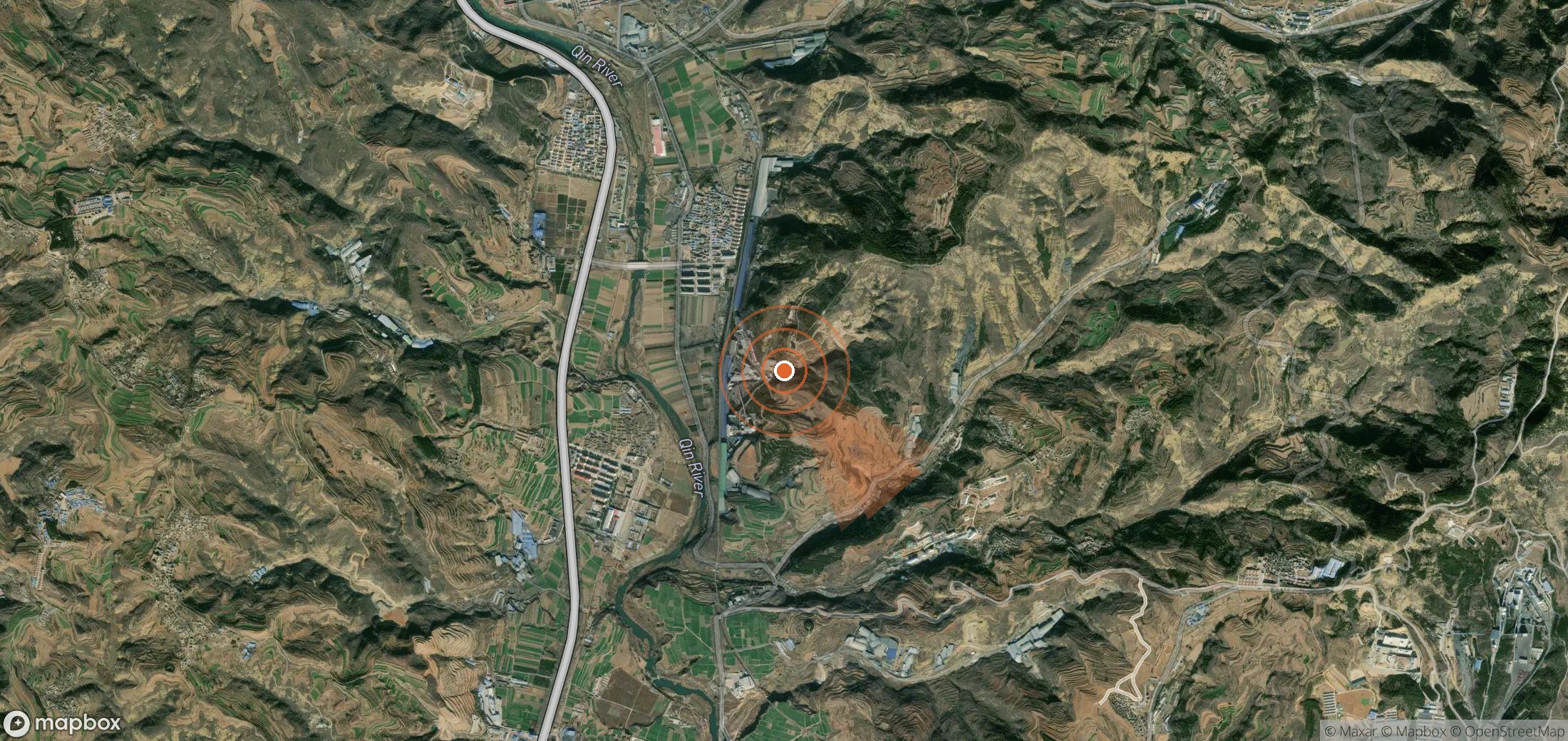 Satellite map of methane plume locations in China