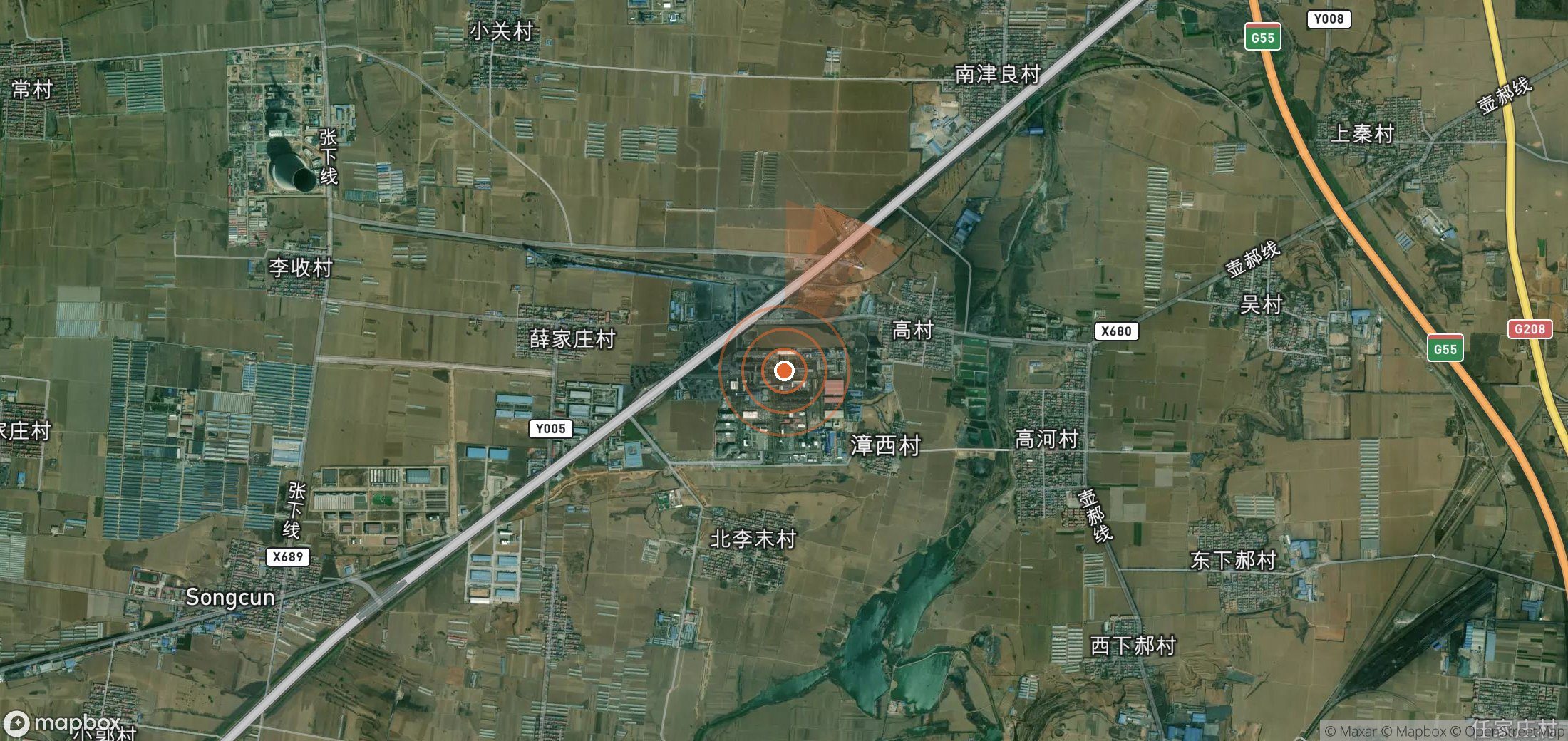 Mapa satelital de plumas de metano en China