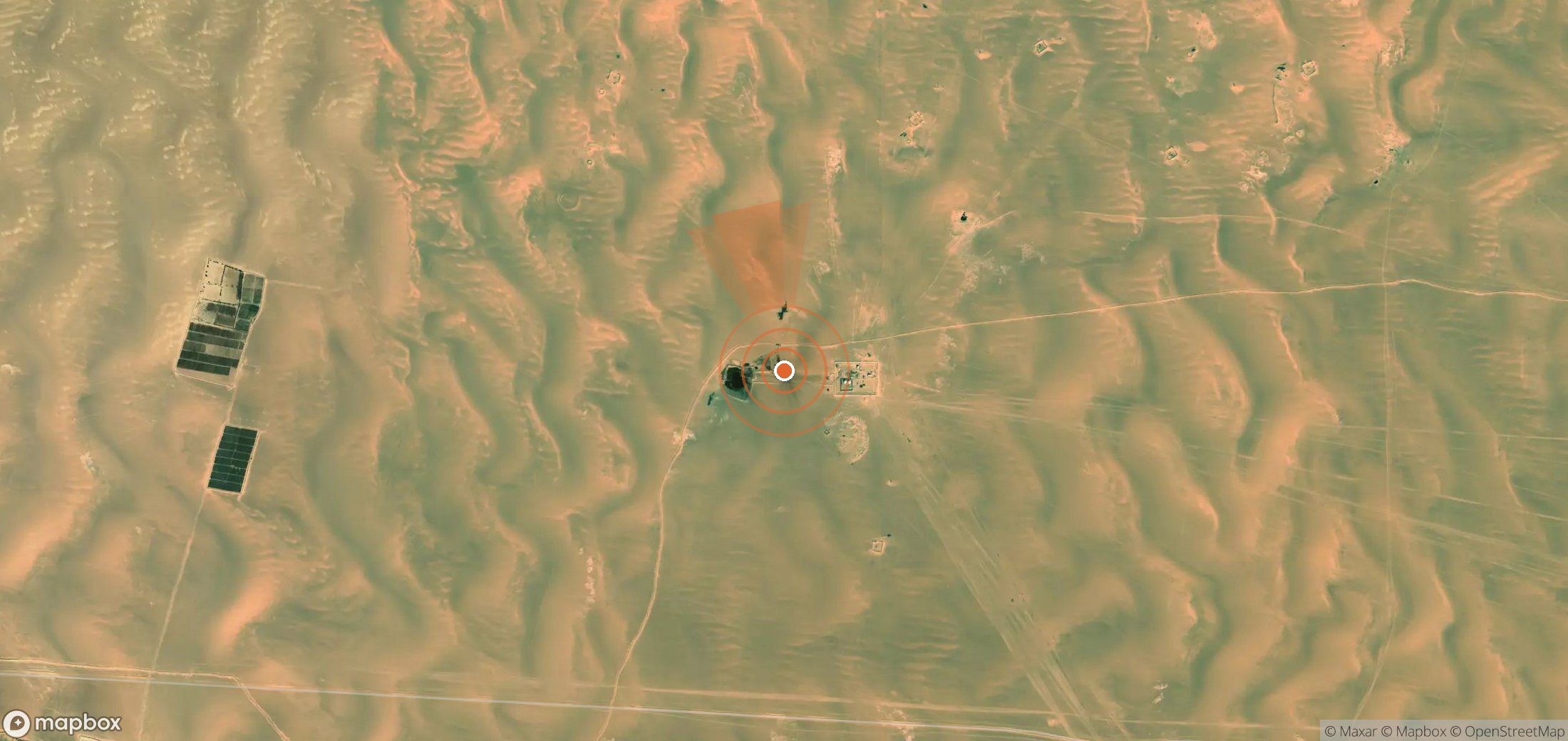 Satellite map of methane plume locations in Libya