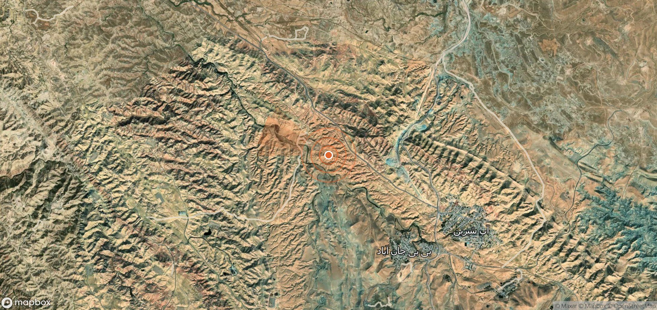 Satellite map of methane plume locations in Iran