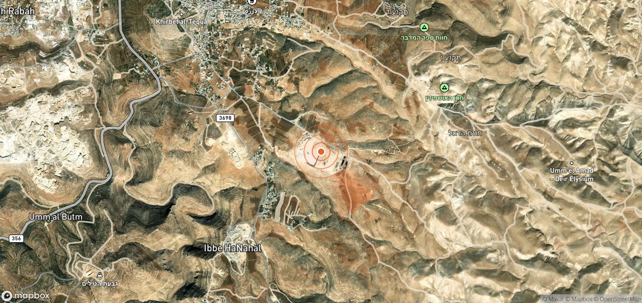 Satellite map of methane plume locations in Gaza