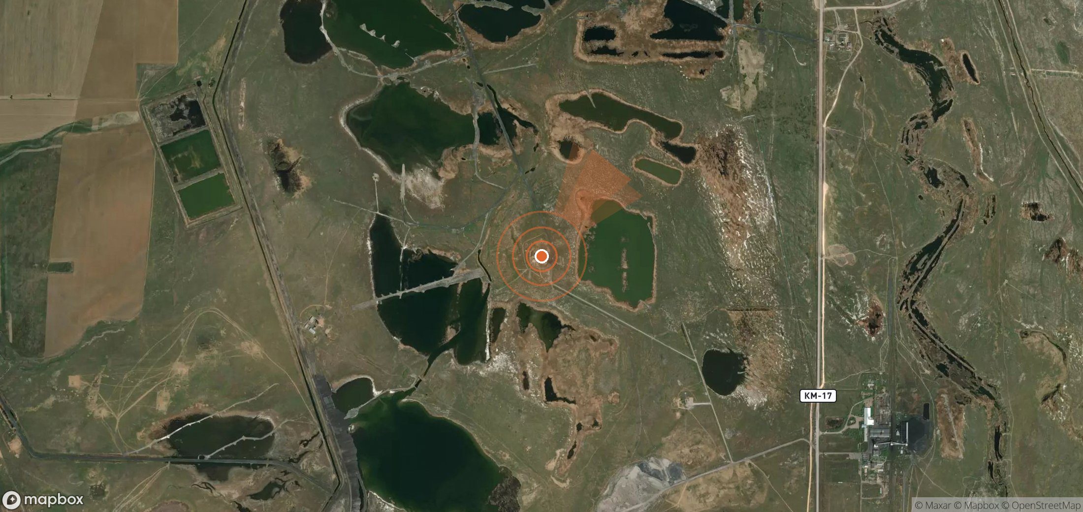 Satellite map of methane plume locations in Kazakhstan