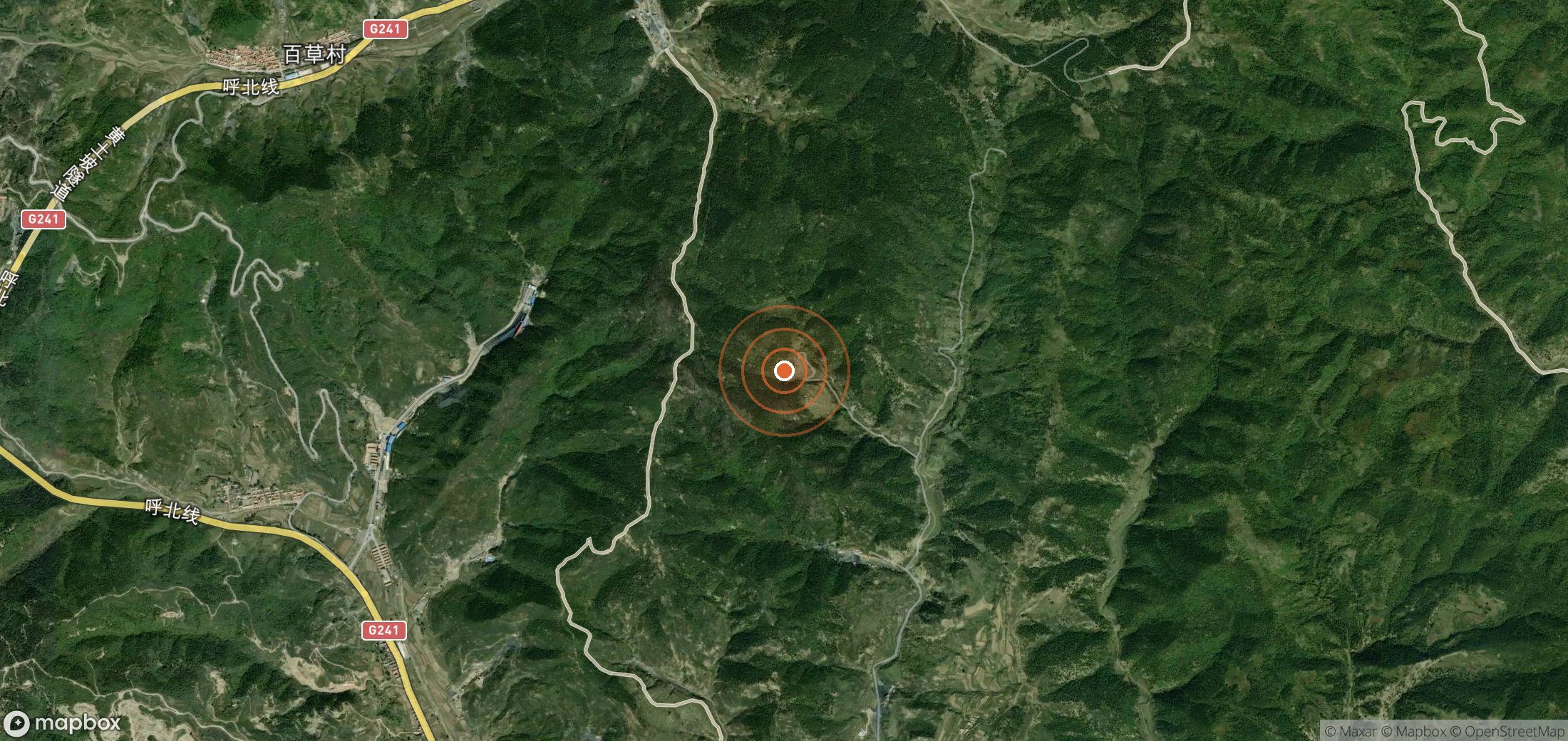 Satellite map of methane plume locations in China