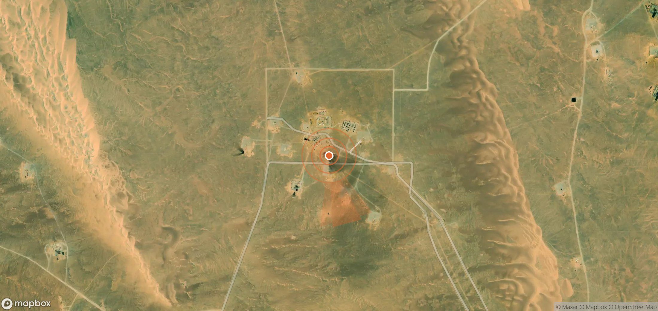 Satellite map of methane plume locations in Egypt