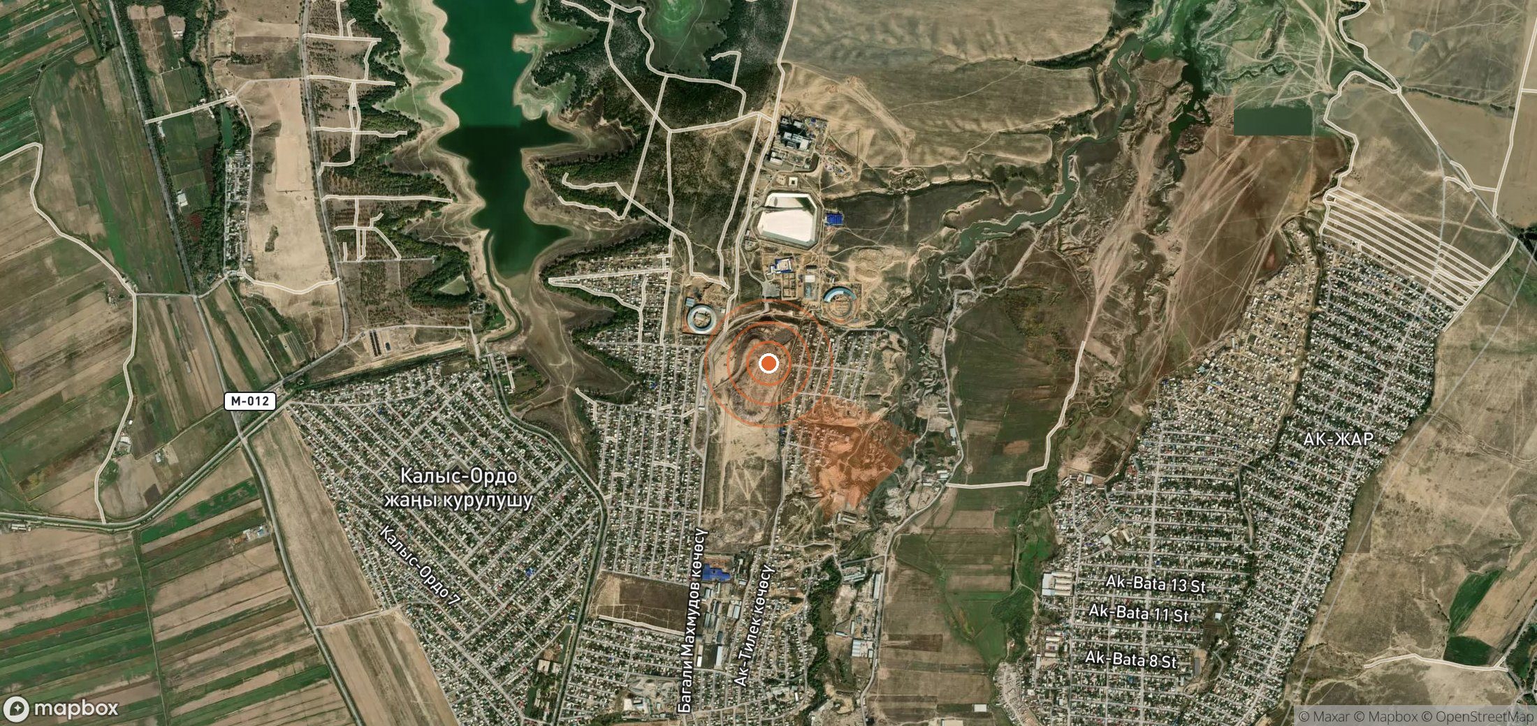 Satellite map of methane plume locations in Kyrgyzstan
