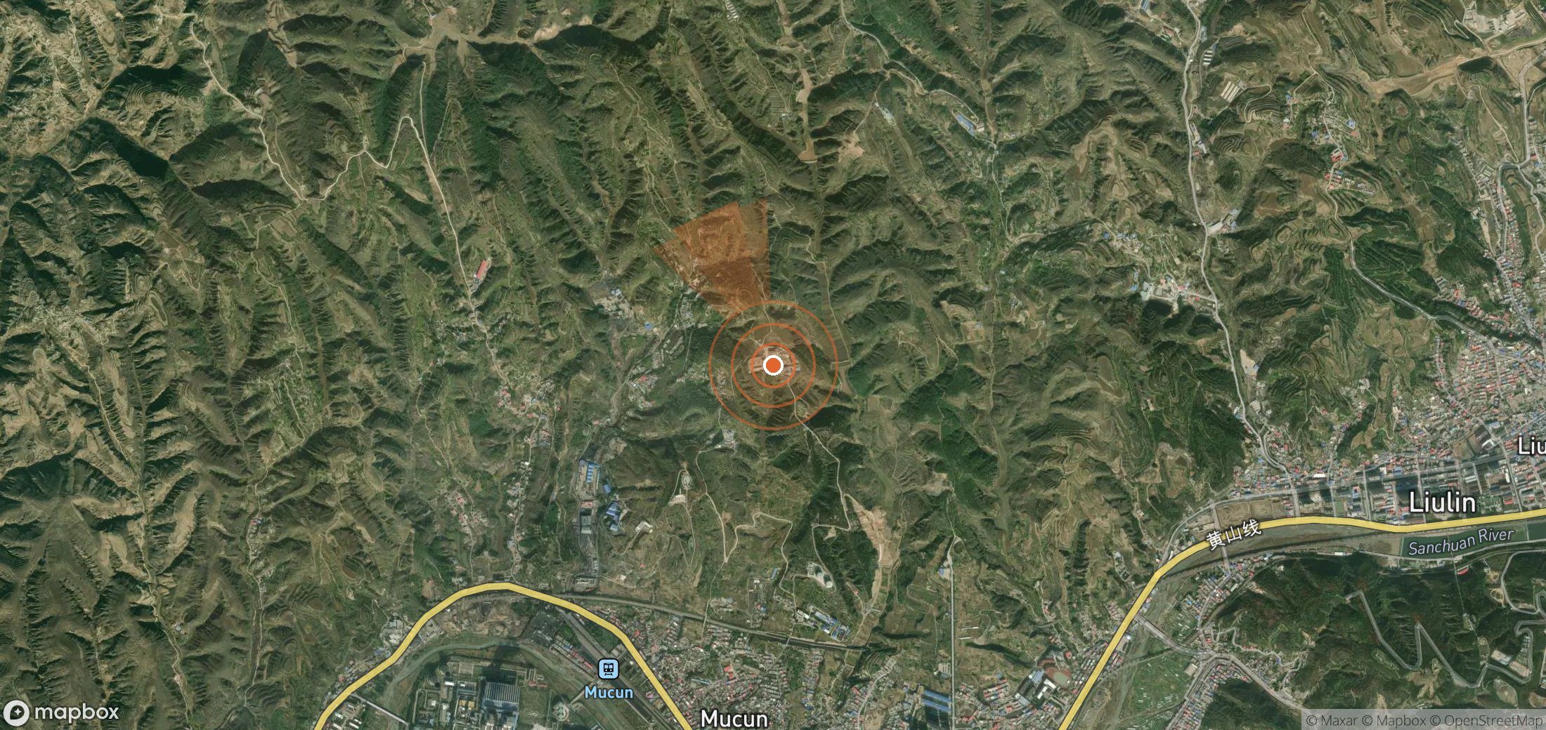 Mapa satelital de plumas de metano en China