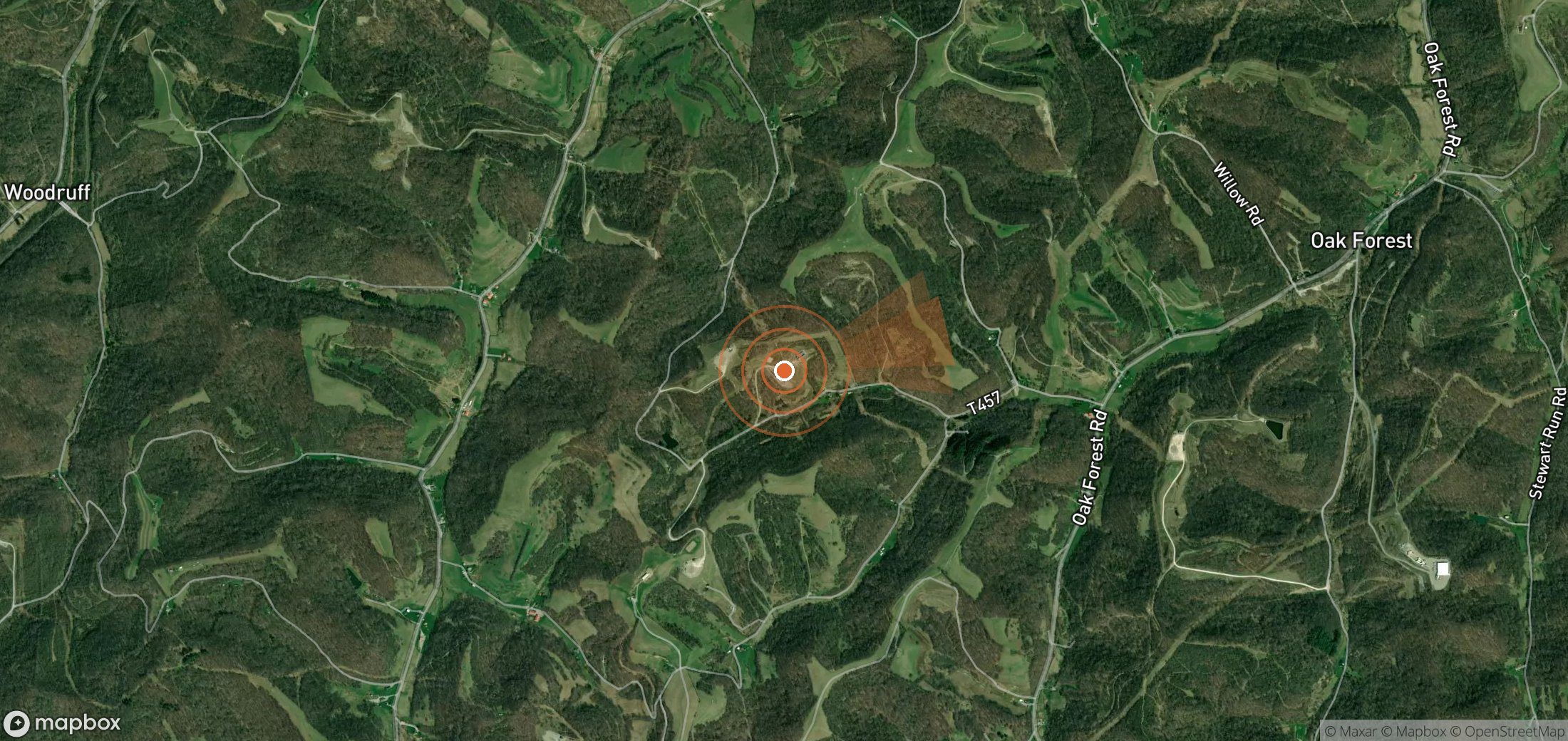 Mapa satelital de plumas de metano en Estados Unidos