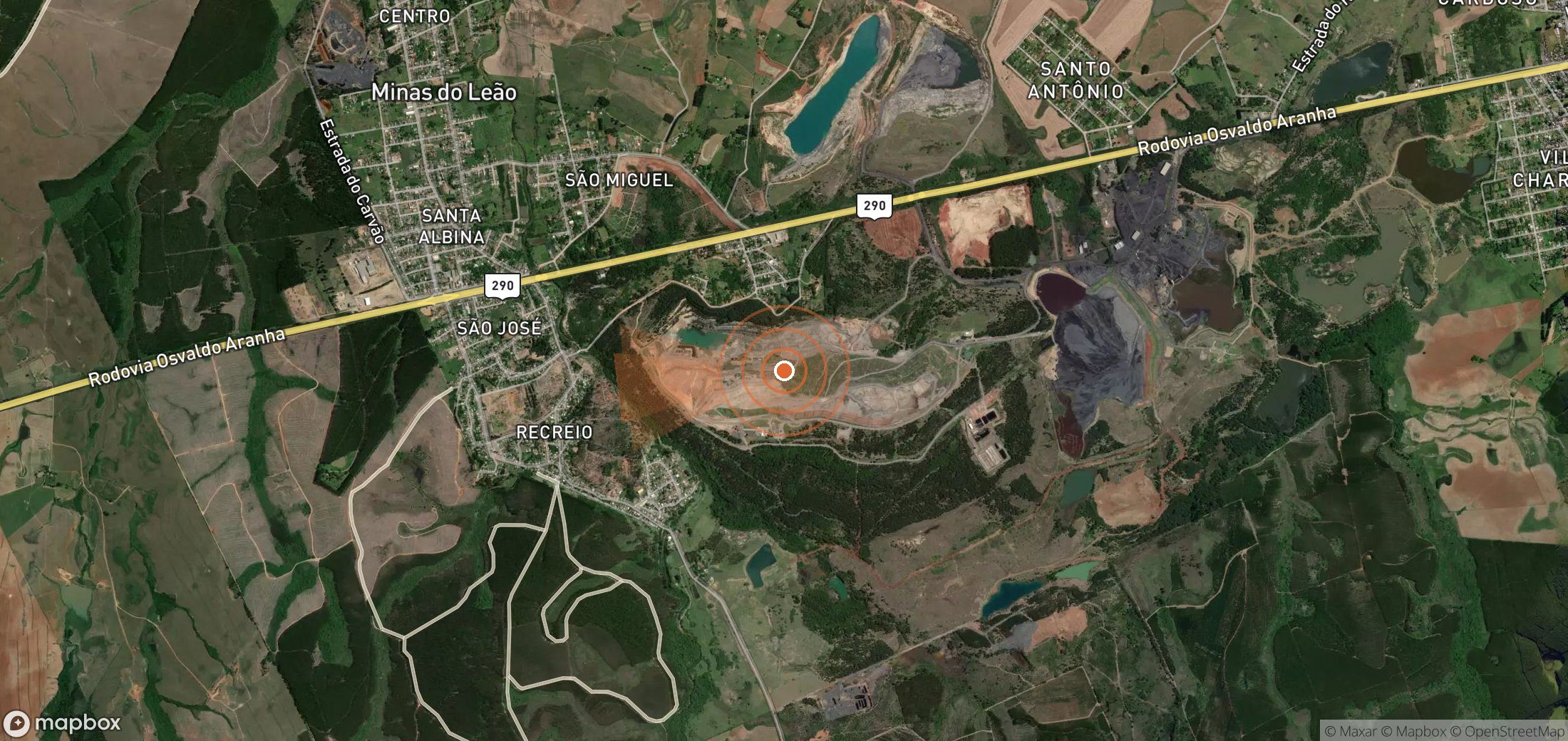 Satellite map of methane plume locations in Brazil