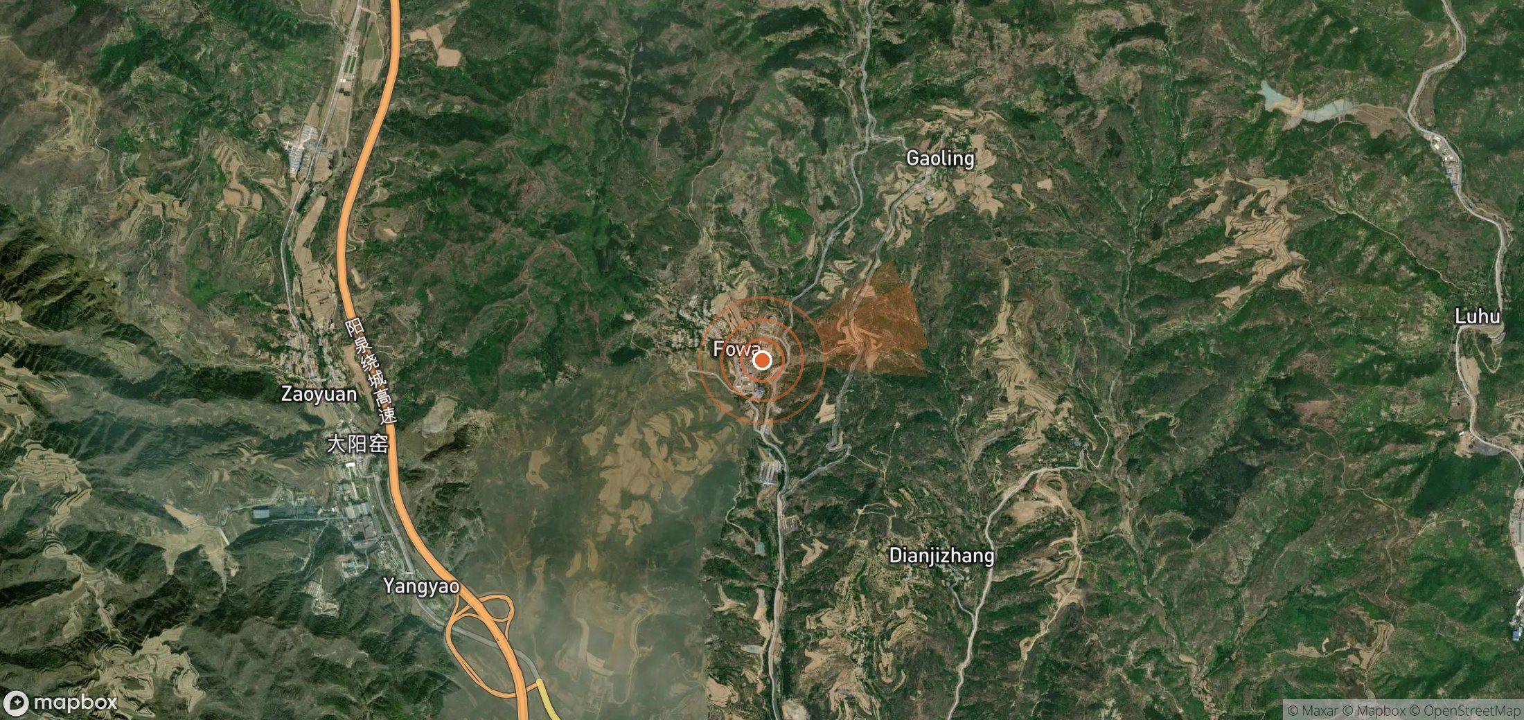 Satellite map of methane plume locations in China