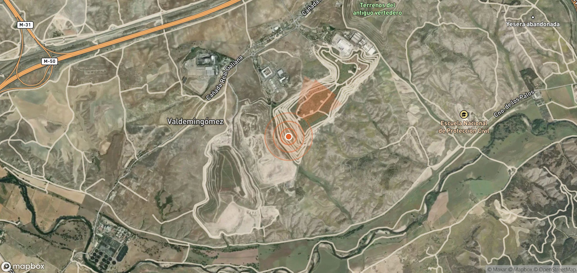 Satellite map of methane plume locations in Spain