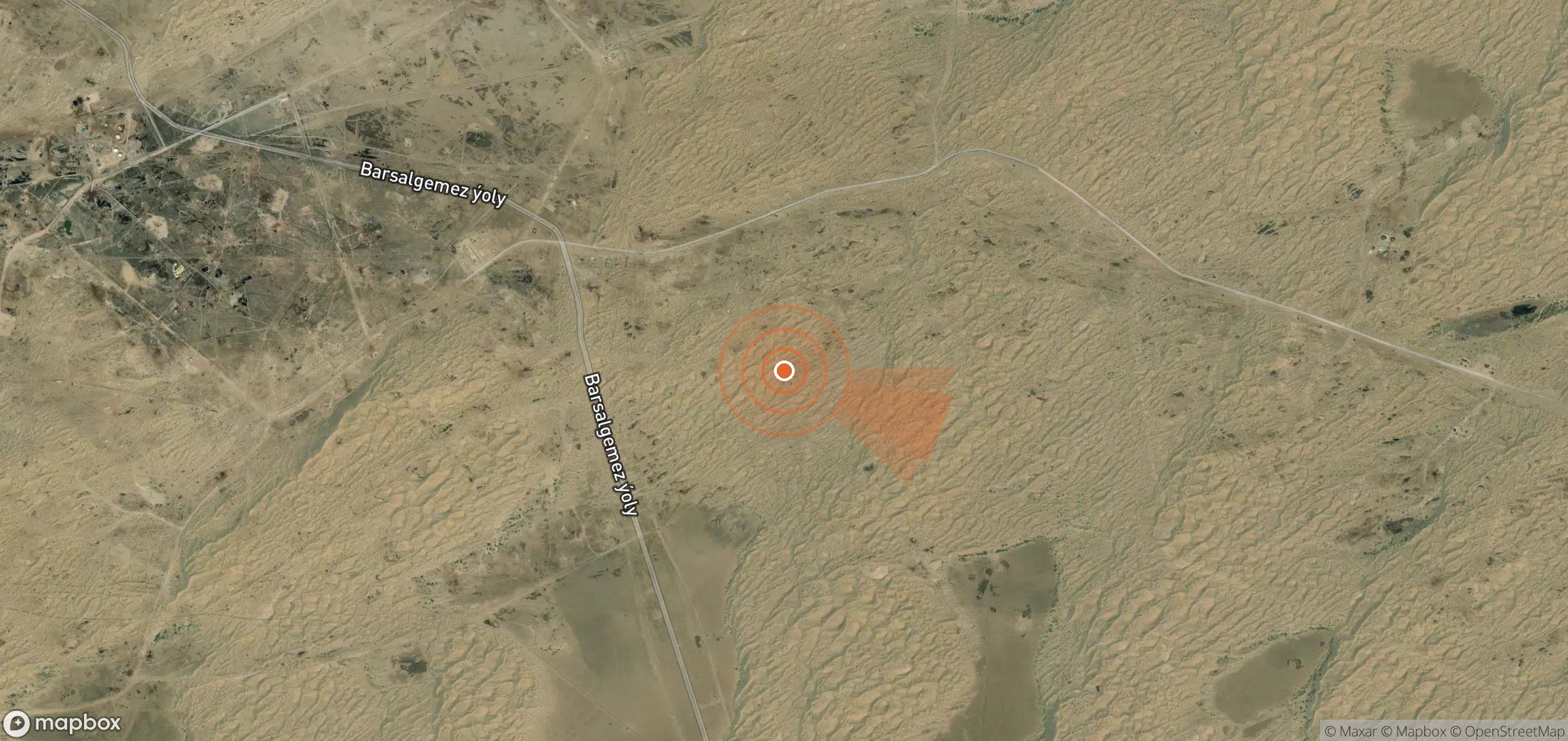Satellite map of methane plume locations in Turkmenistan