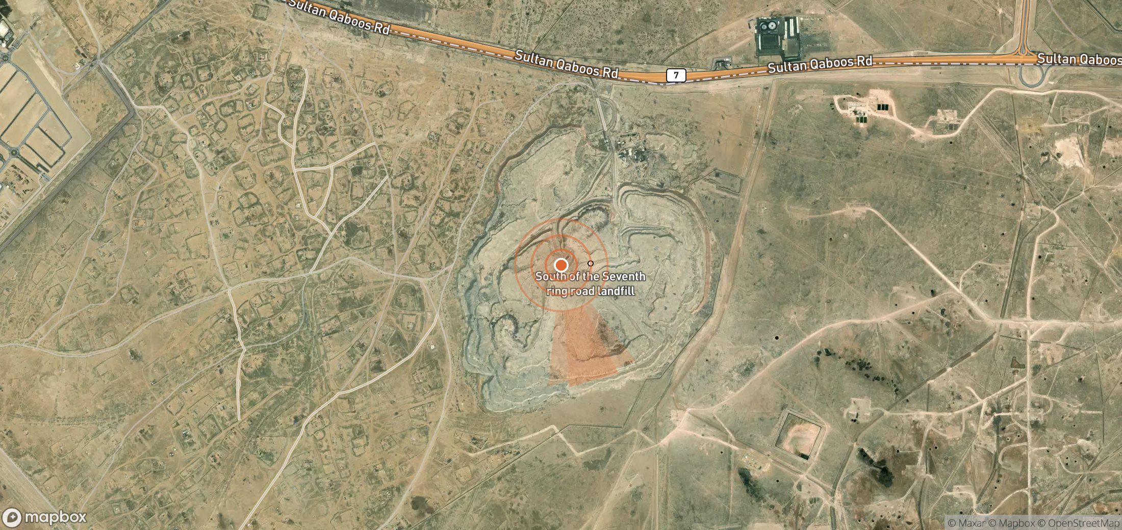 Mapa satelital de plumas de metano en Kuwait