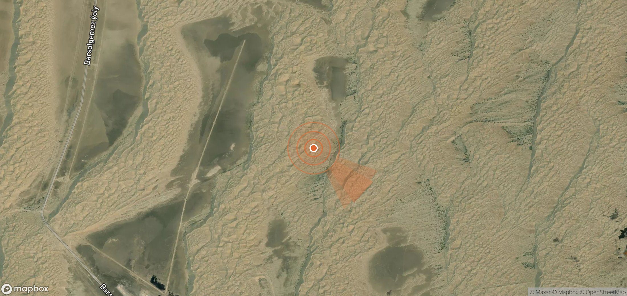 Mapa satelital de plumas de metano en Turkmenistán