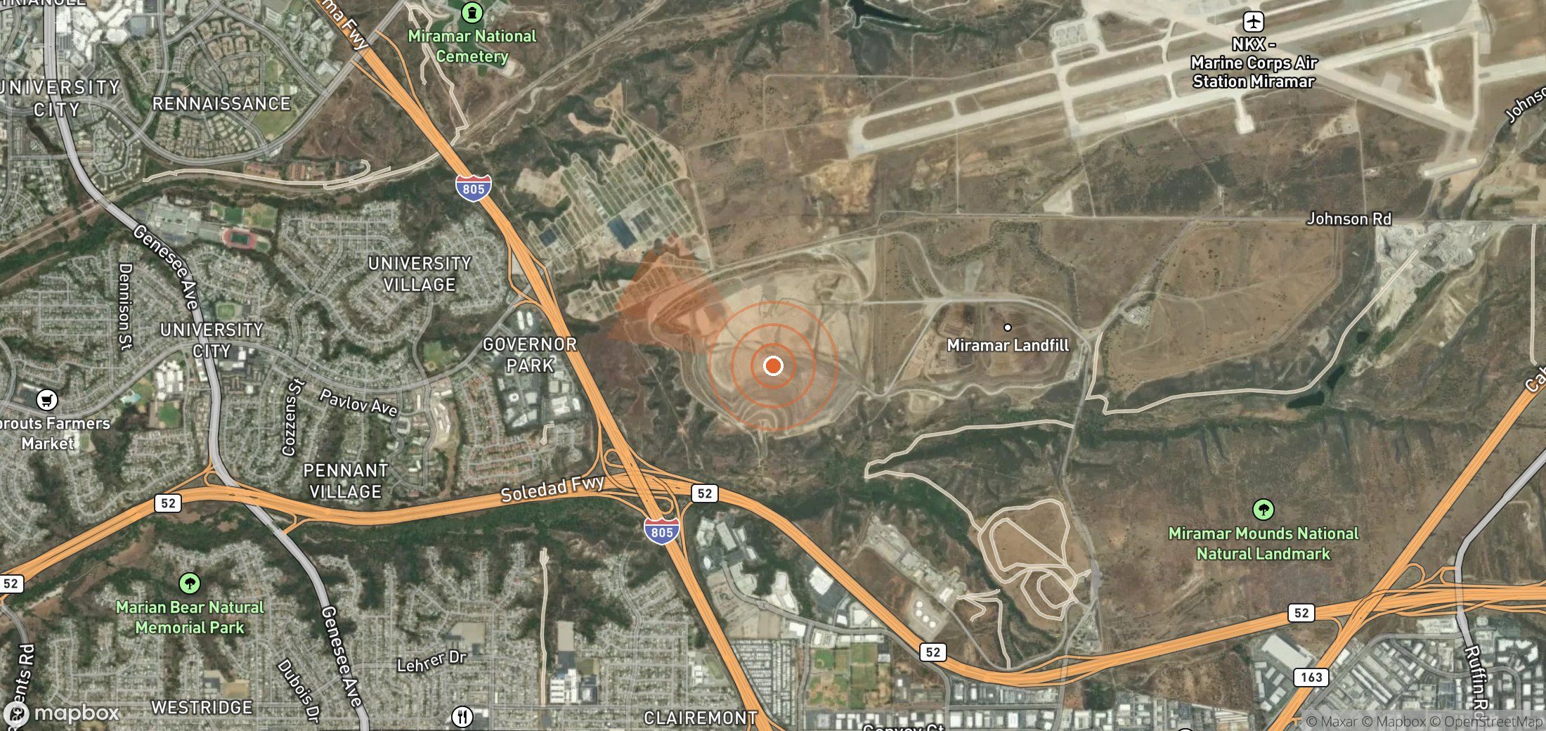 Mapa satelital de plumas de metano en Estados Unidos