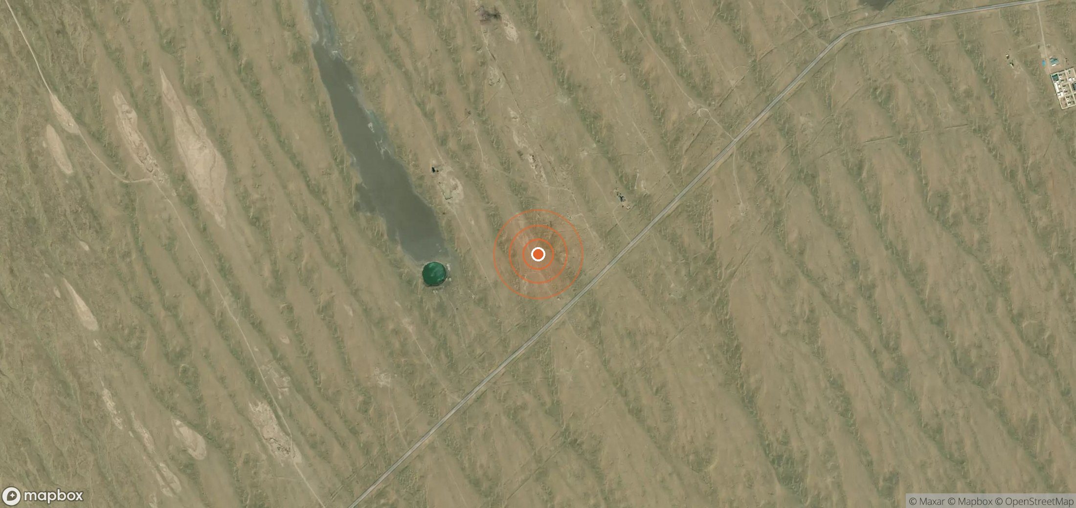 Mapa satelital de plumas de metano en Turkmenistán