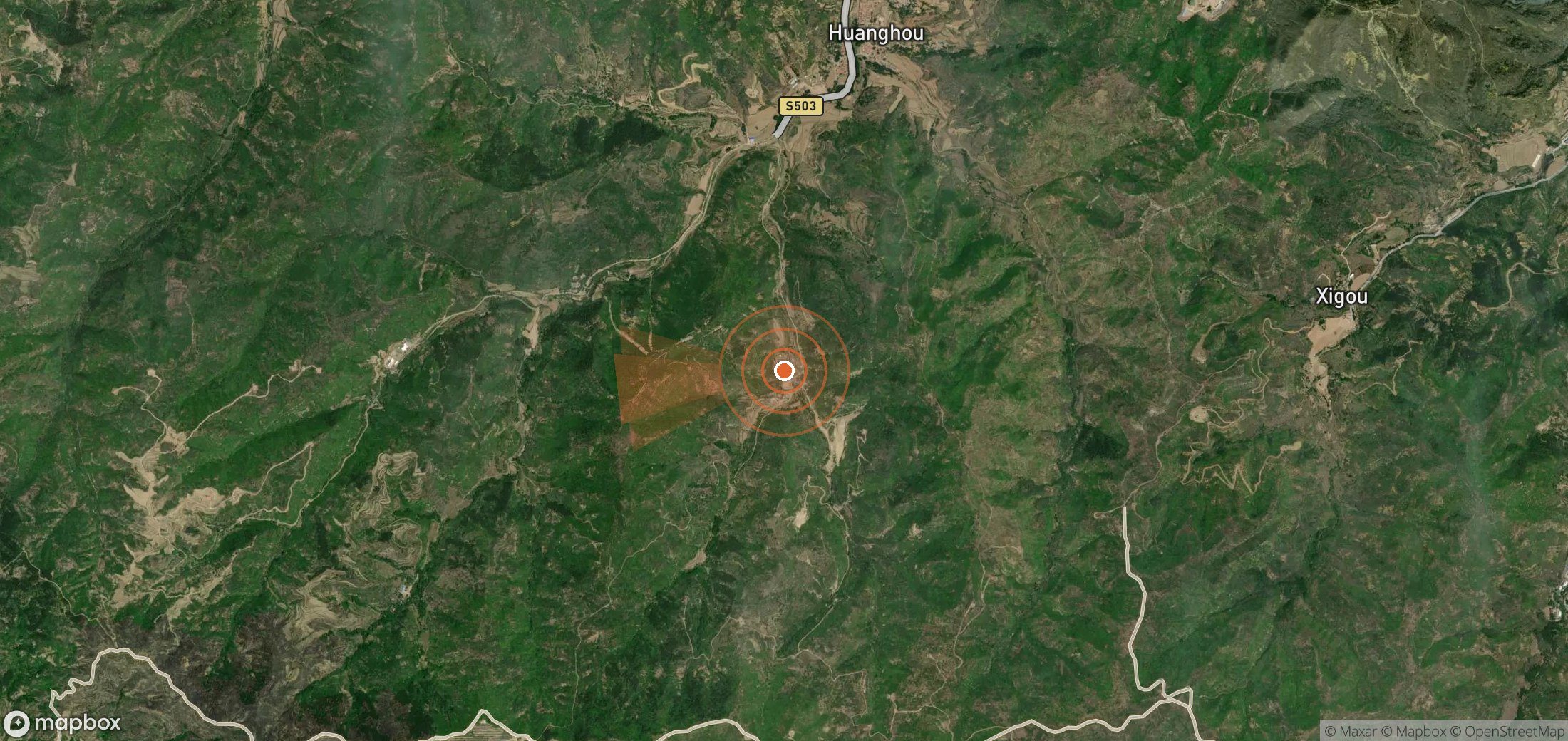 Satellite map of methane plume locations in China