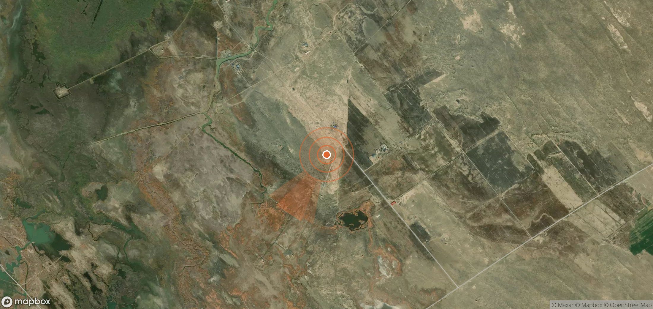Satellite map of methane plume locations in China