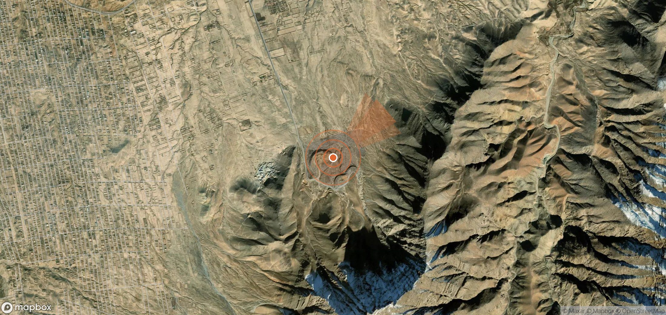 Satellite map of methane plume locations in Afghanistan